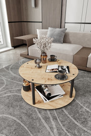 Mesa de Centro Masivo Round Oak - Design Moderno Premium 70cm