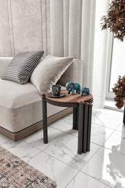 Mesa de Centro Lavia 3 Walnut - Conjunto Nesting Table Premium