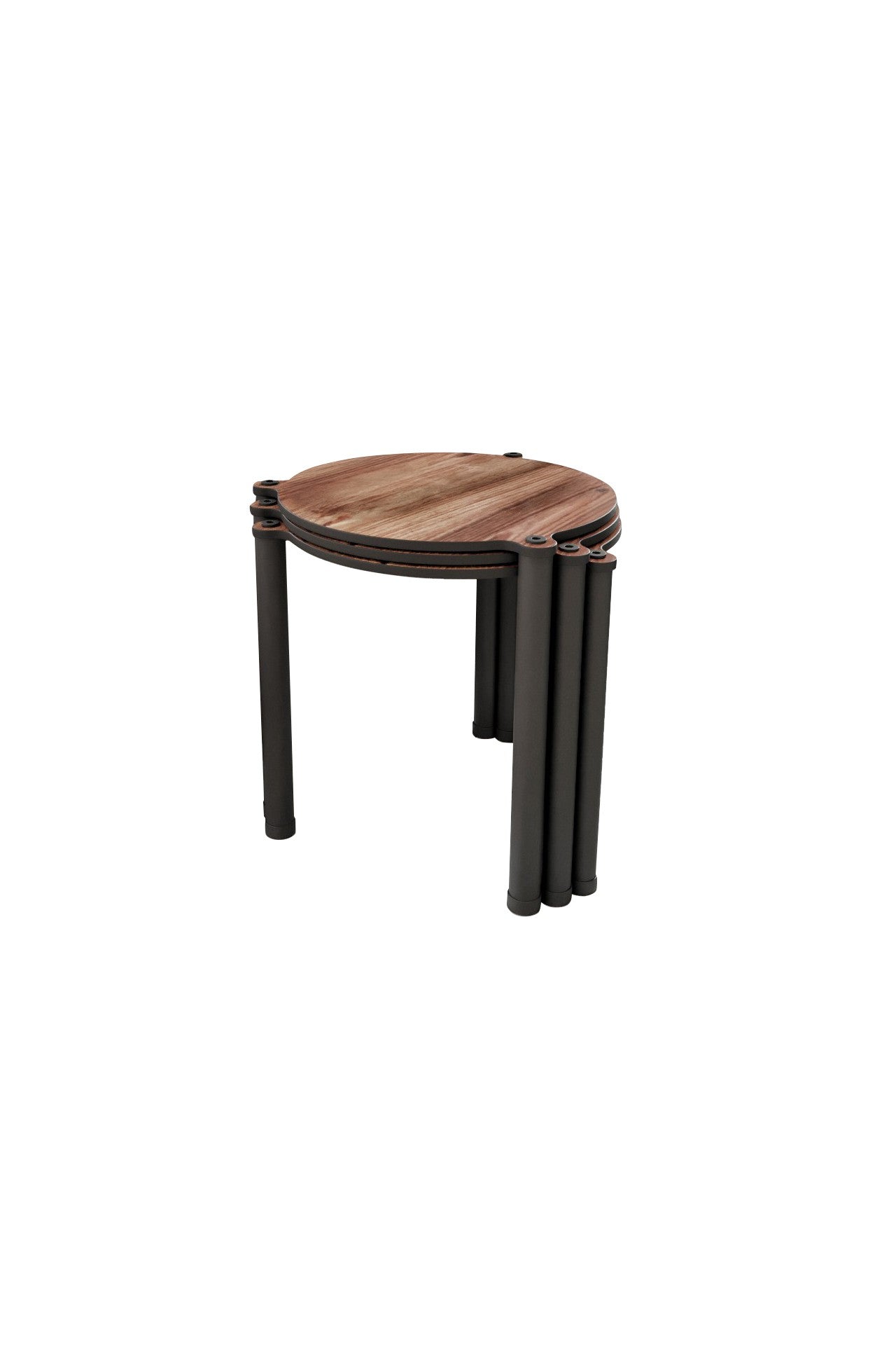Mesa de Centro Lavia 3 Walnut - Conjunto Nesting Table Premium