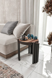 Mesa de Centro Lavia 4 - Walnut | Set 4 Peças Empilháveis