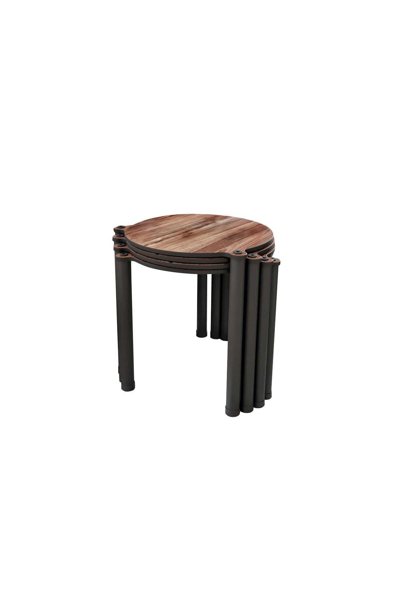 Mesa de Centro Lavia 4 - Walnut | Set 4 Peças Empilháveis