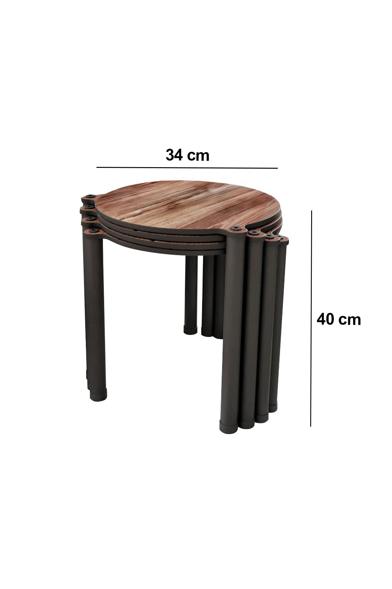 Mesa de Centro Lavia 4 - Walnut | Set 4 Peças Empilháveis