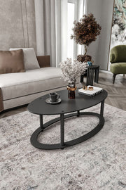 Mesa de Centro Hole Ellipse Black - Design Moderno Premium
