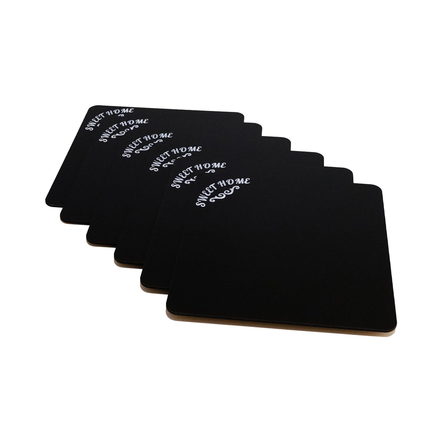 Conjunto de Bases de Pratos de madeira (6 peças)-PLT0193-Preto