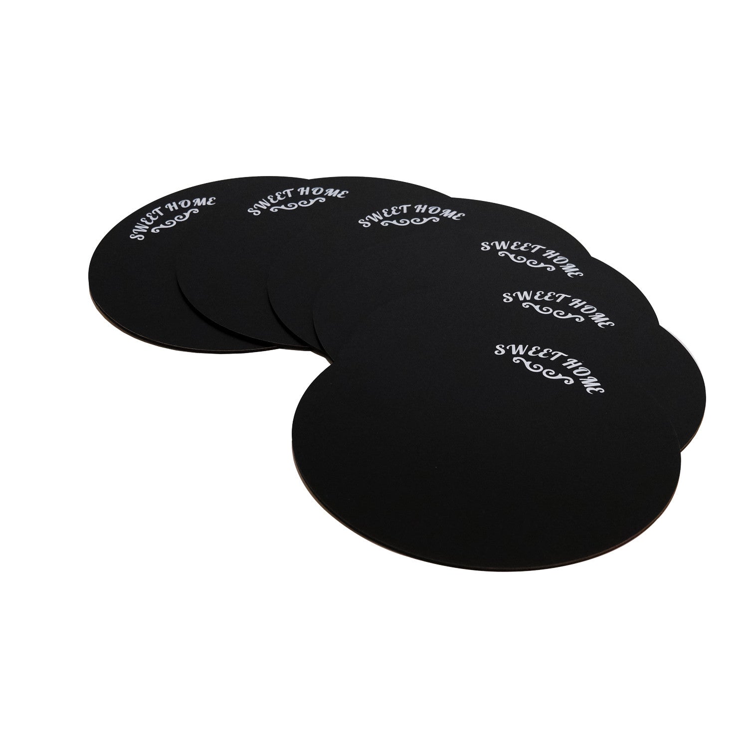 Conjunto de Bases de Pratos de madeira (6 peças)-PLT0129-Preto