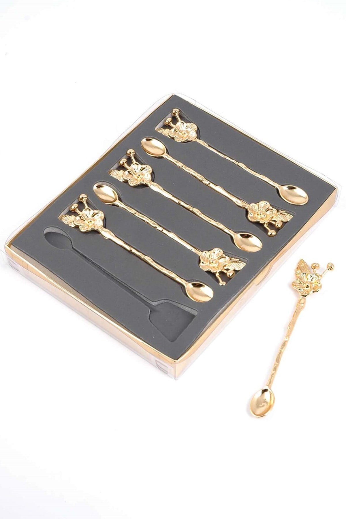 Conjunto de colheres – 13,5 x 3 x 0,2 cm – dourado – zamak