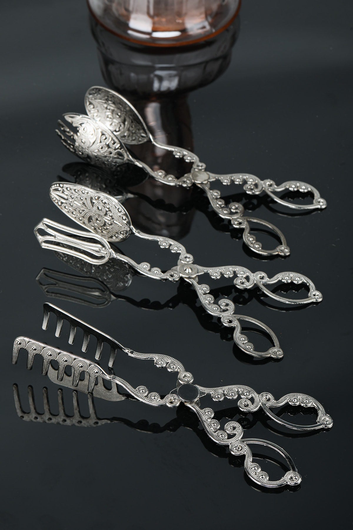 Conjunto de pinças – 22 cm – Prata – Metal Zamak