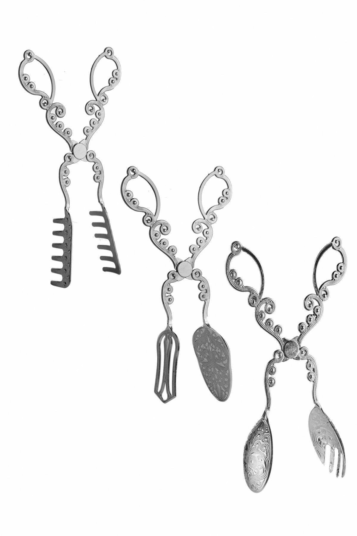 Conjunto de pinças – 22 cm – Prata – Metal Zamak