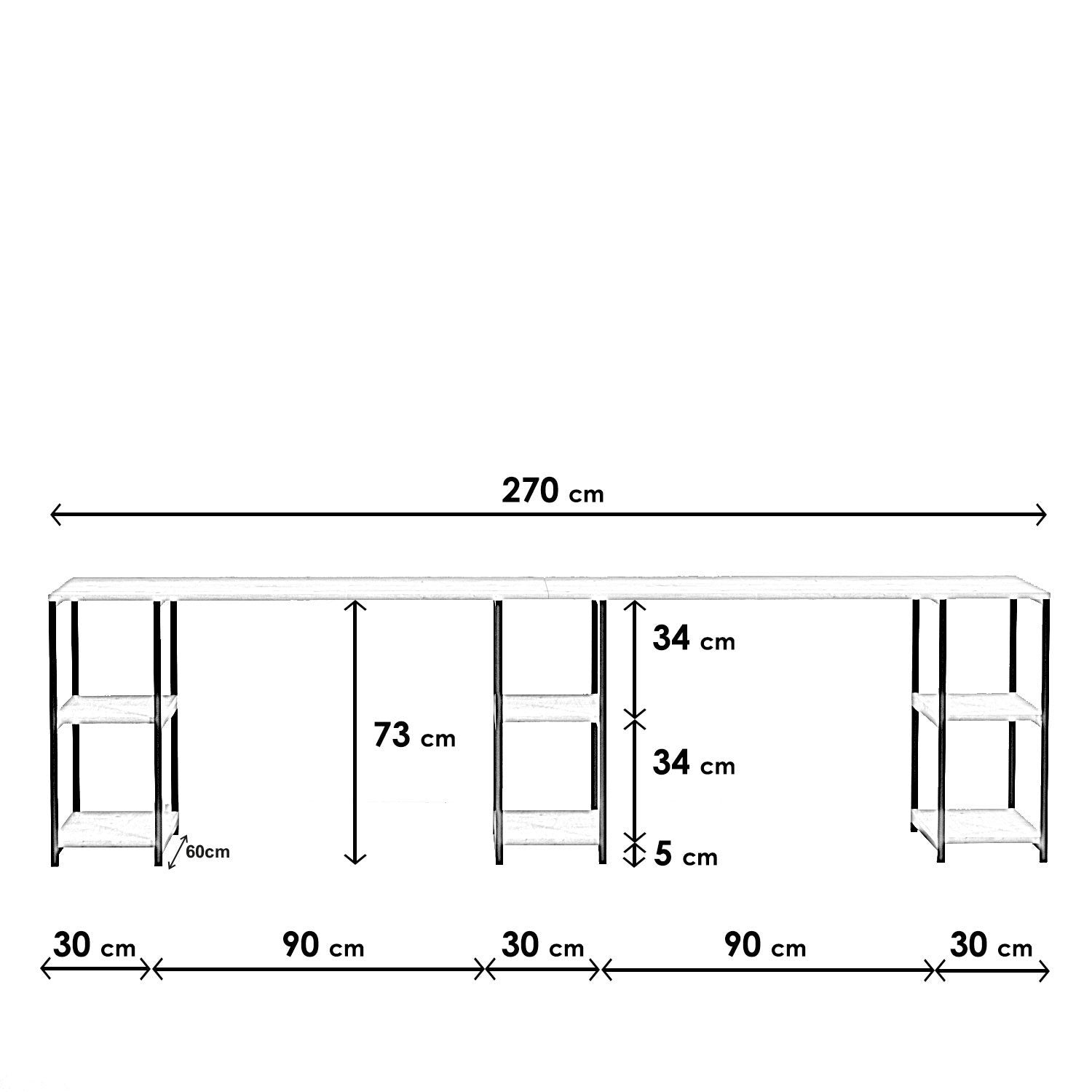 Secretária Sade L204 Oak - Mesa Escritório Luxo 152cm