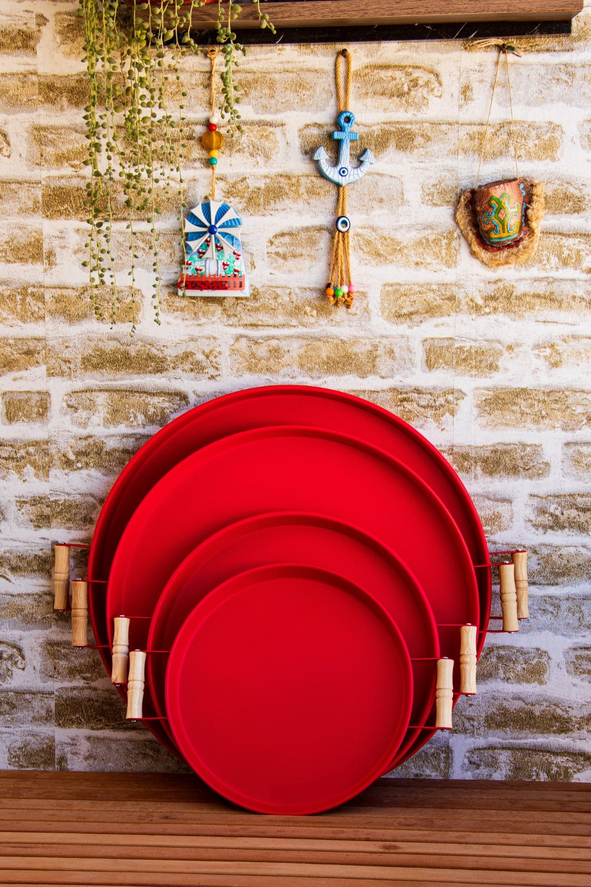 Conjunto de bandejas (4 peças)-M0259-Vermelho