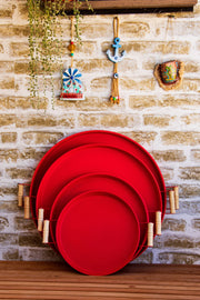 Conjunto de bandejas (4 peças)-M0259-Vermelho