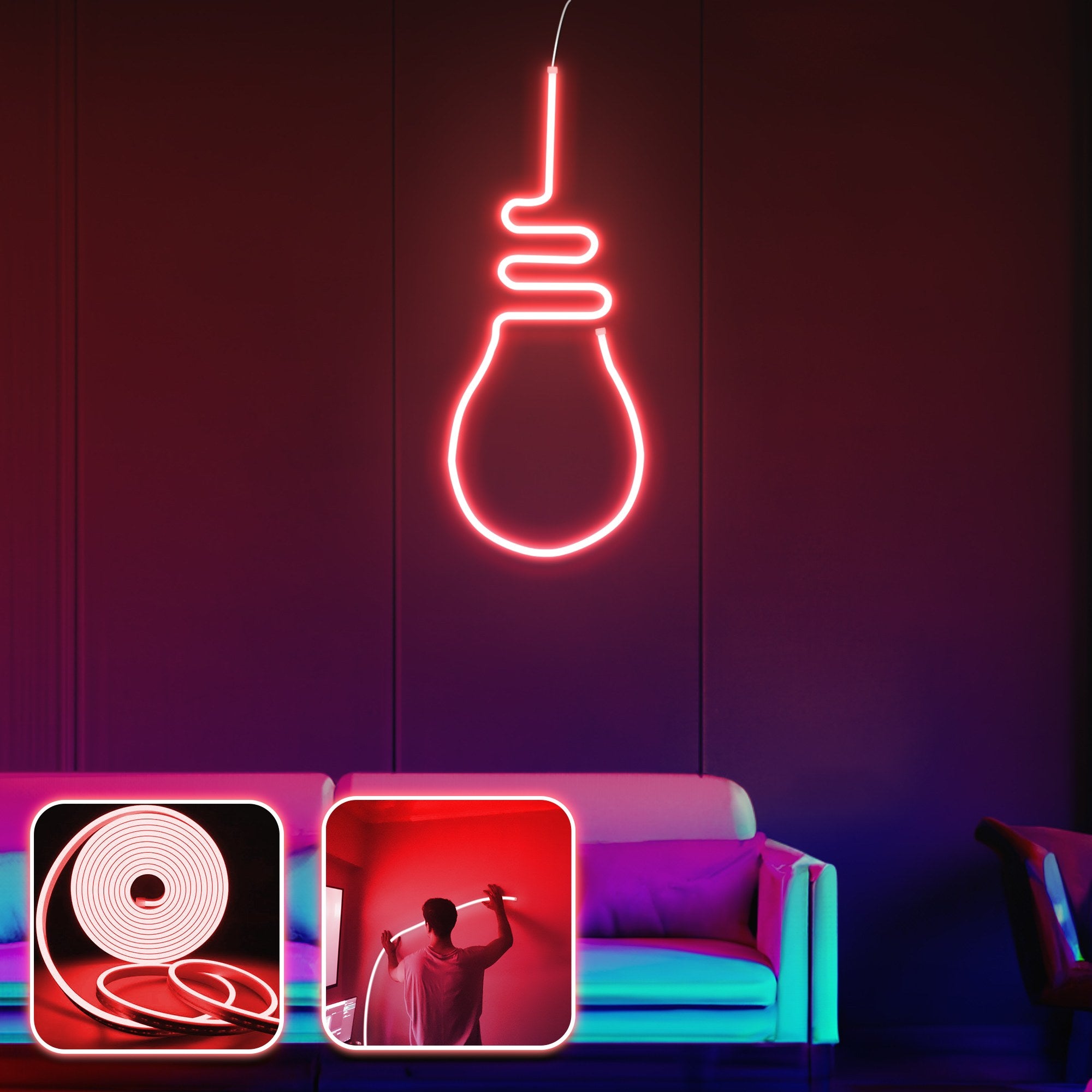 Iluminação Decorativa de Parede LED – 200 cm – Vermelho