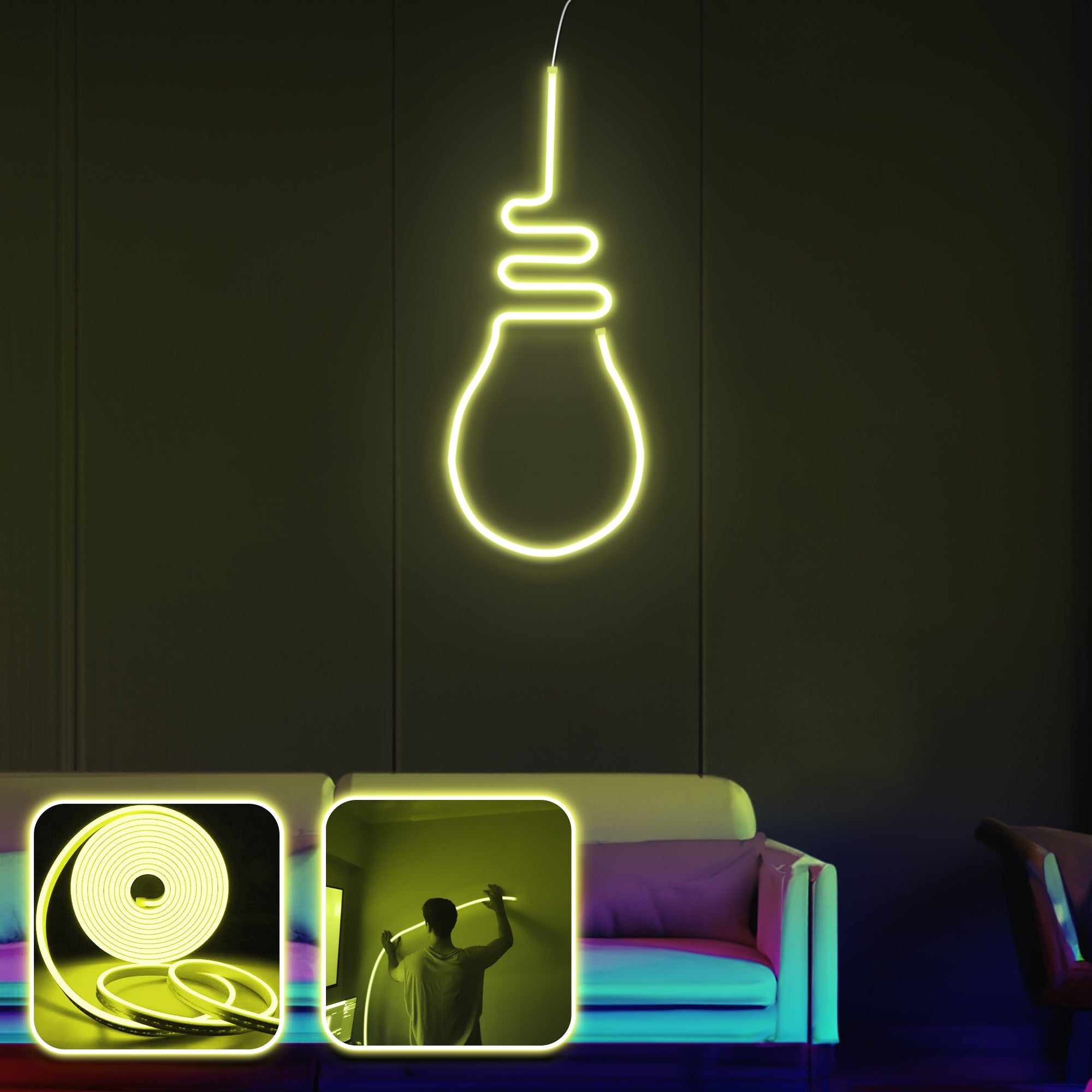Iluminação de parede LED decorativa – 200 cm – Amarelo