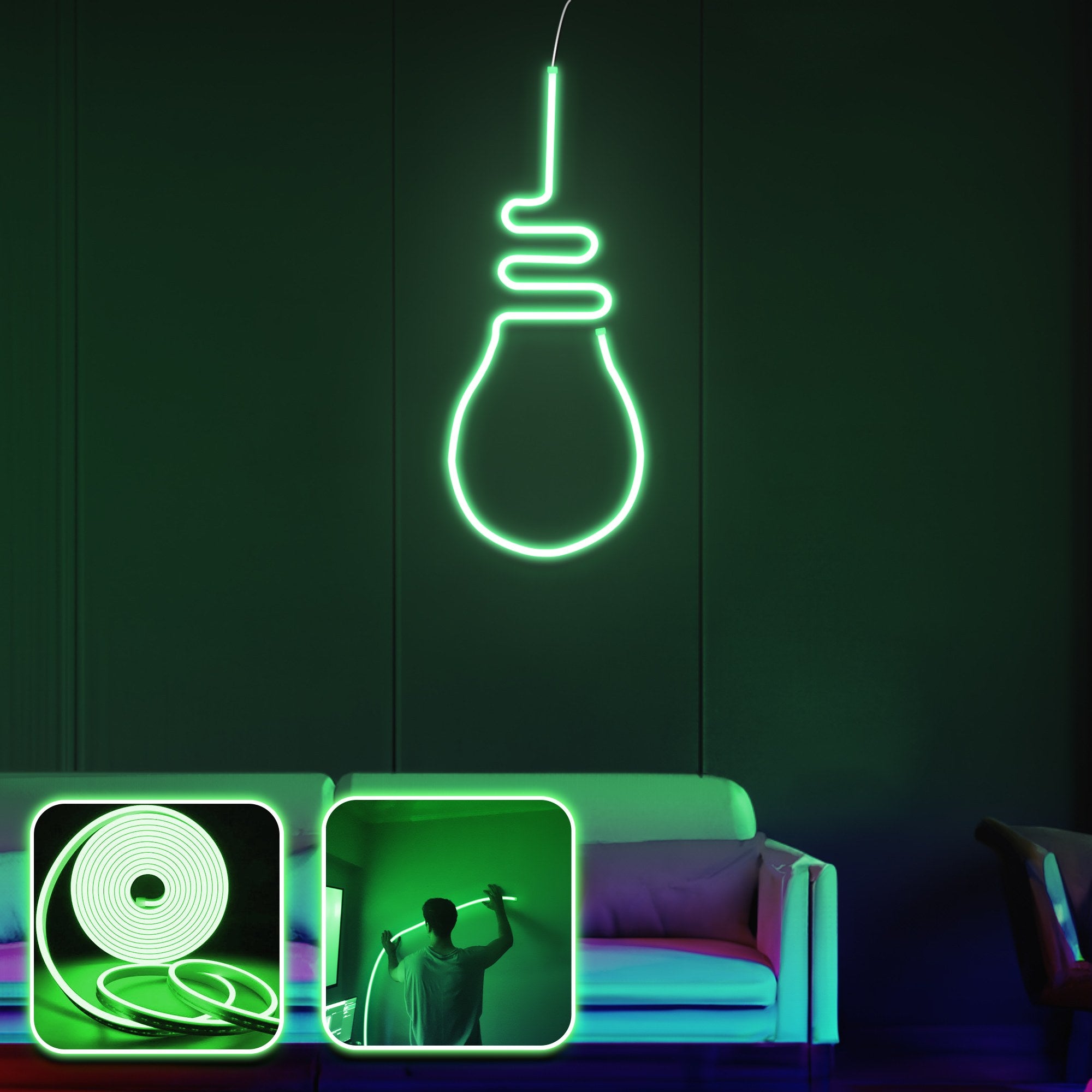 Iluminação LED Decorativa para Paredes – 200 cm – Verde