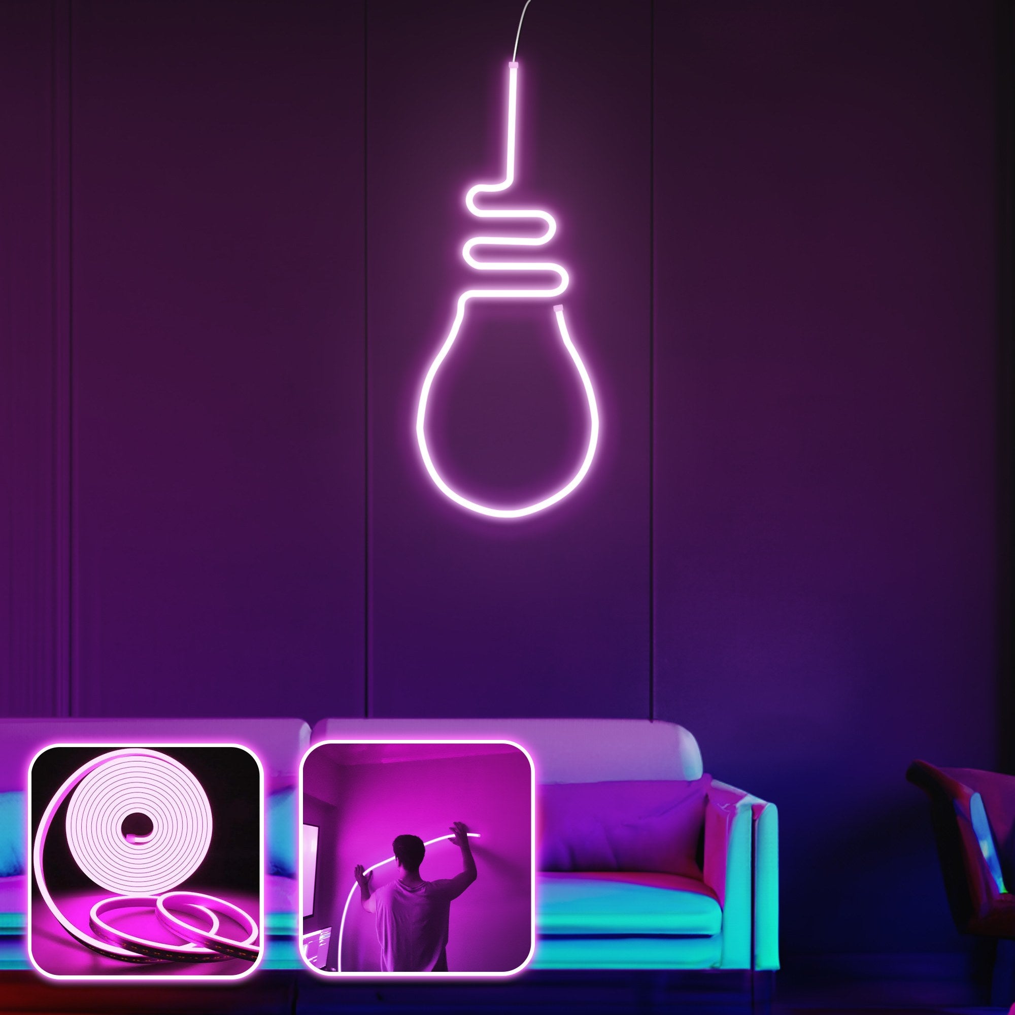 Iluminação LED de parede decorativa – Rosa