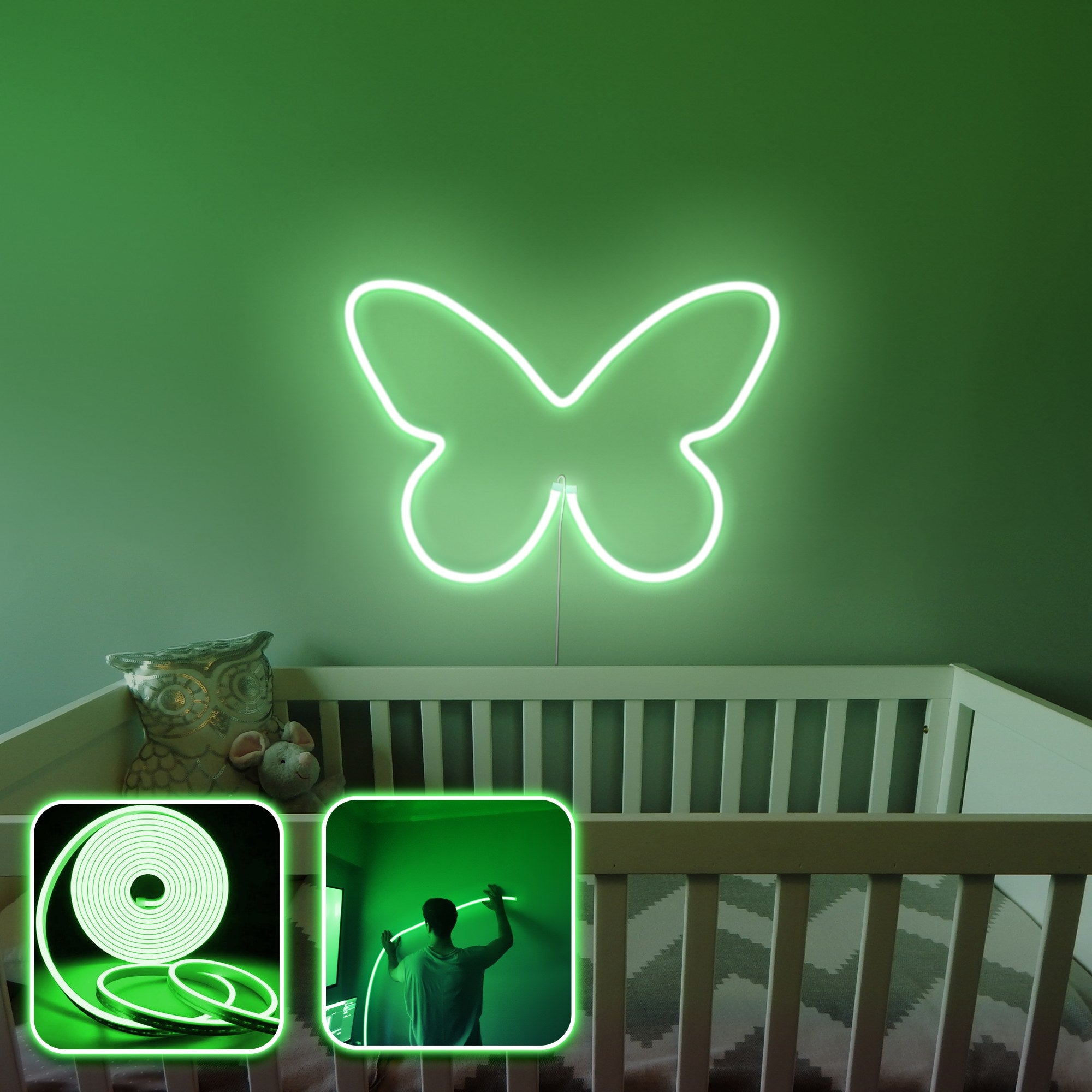 Iluminação LED de parede decorativa – 350 cm – Verde – LED