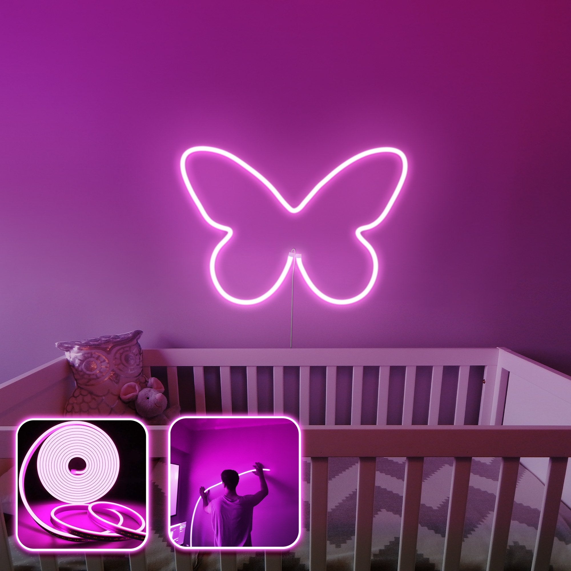 Iluminação LED decorativa de parede – 350 cm – Rosa – Néon