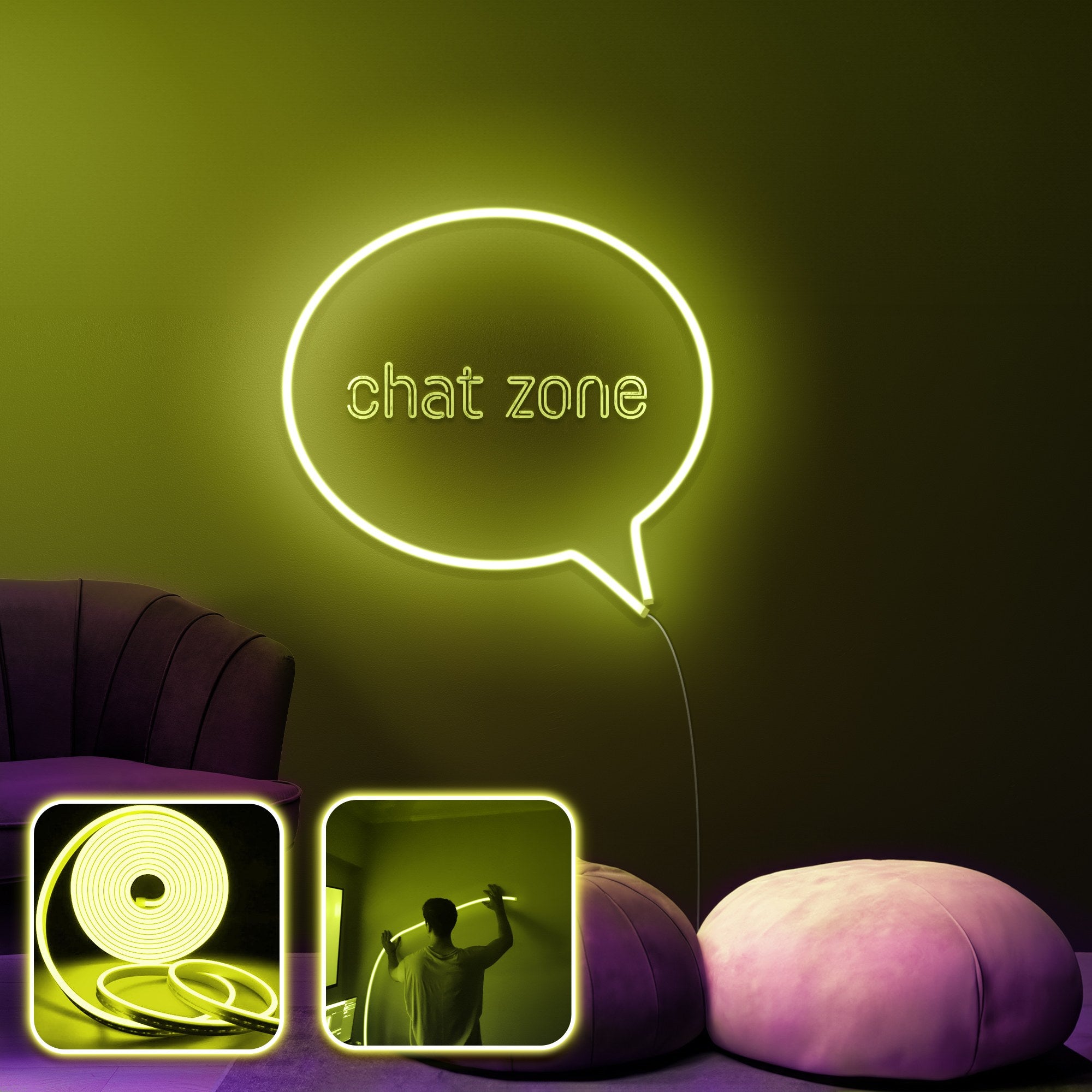Iluminação de parede LED decorativa – Amarelo – plástico