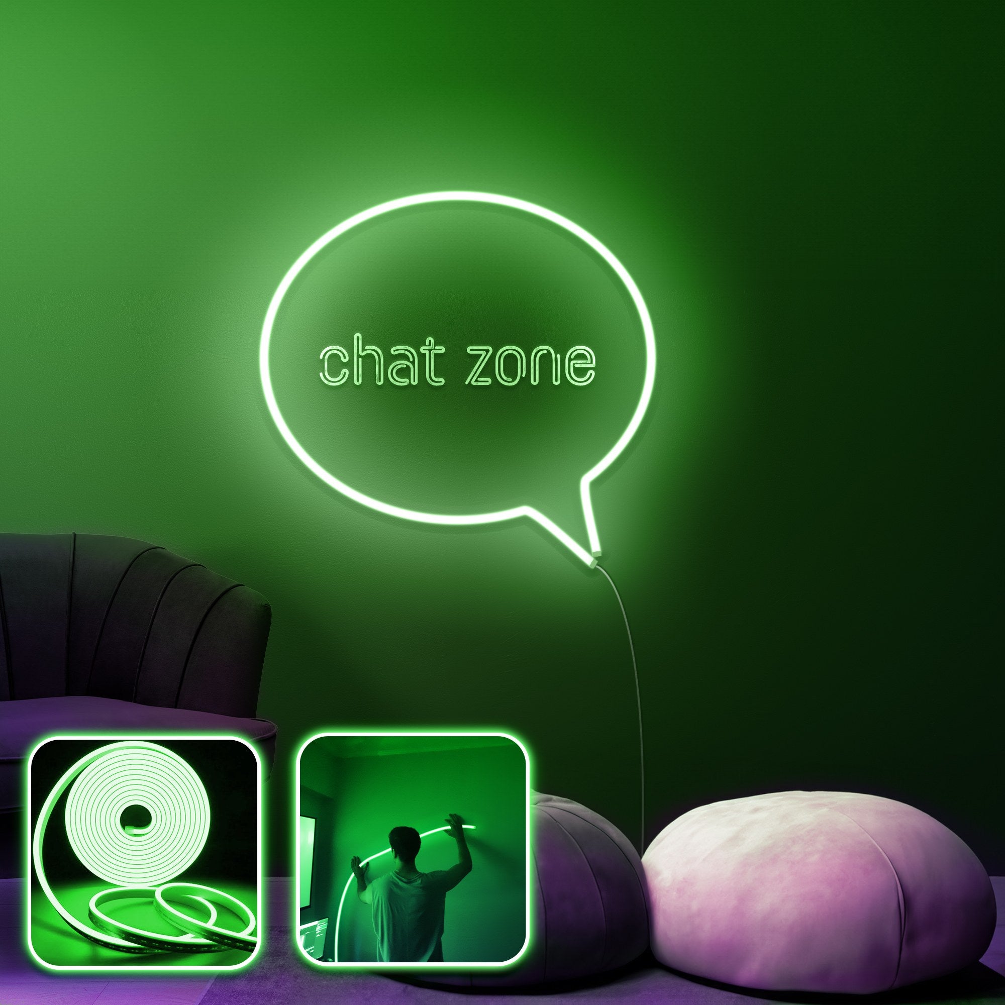 Iluminação LED de parede decorativa – 200 cm – Verde