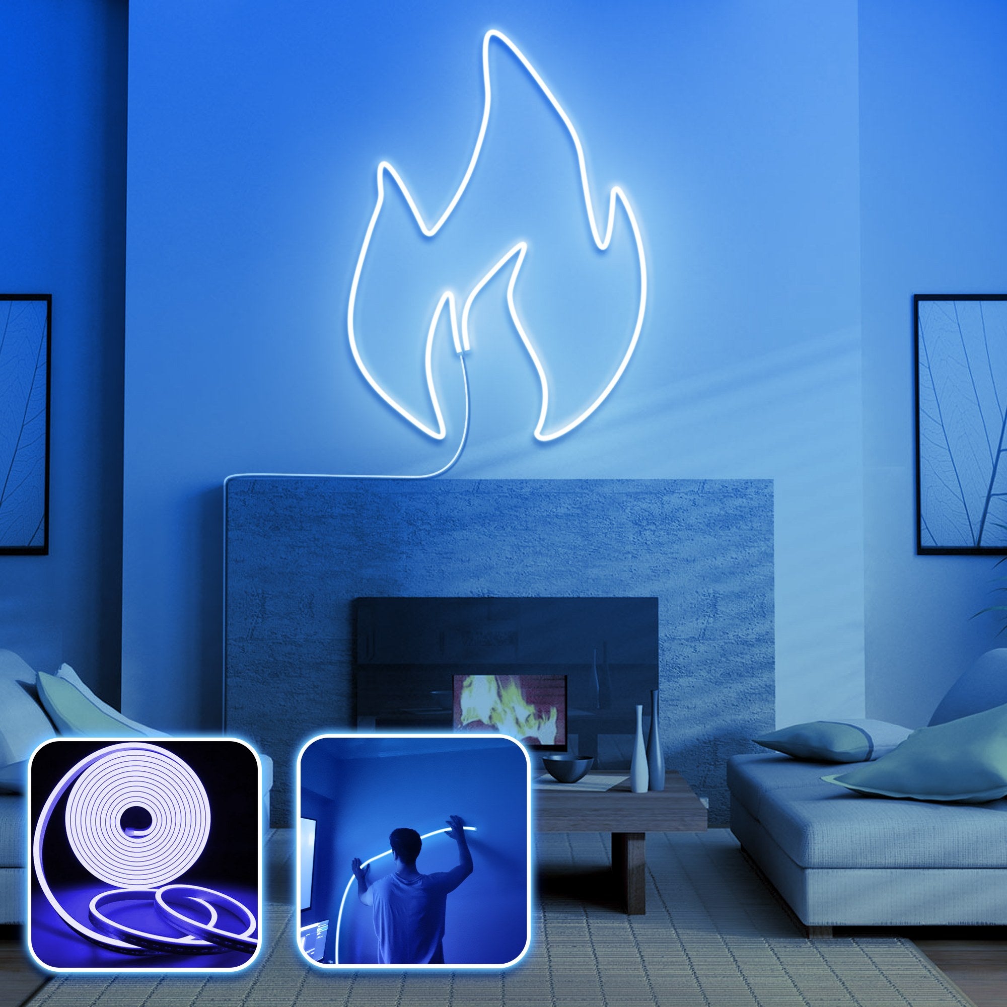 Iluminação LED de parede decorativa – Azul