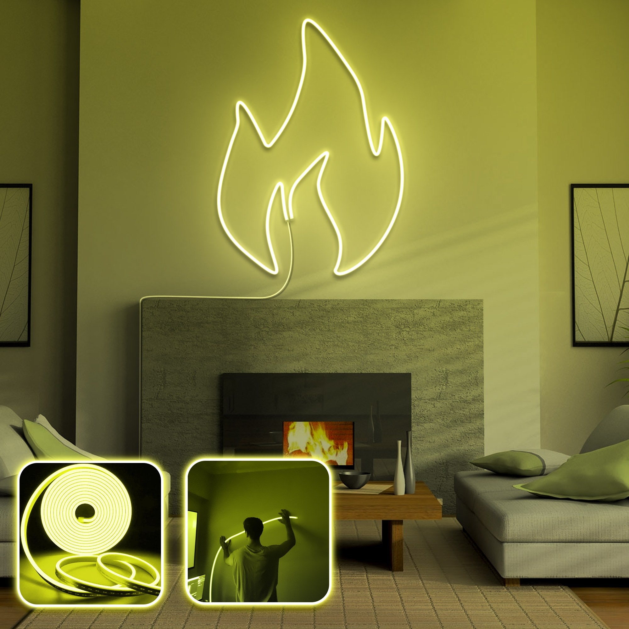 Iluminação Decorativa de Parede LED – 200cm – Amarelo