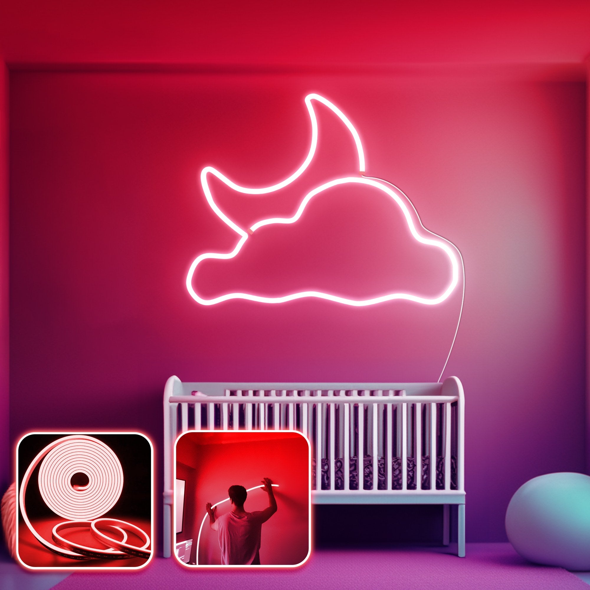 Iluminação decorativa de parede LED – 200 cm – Vermelho