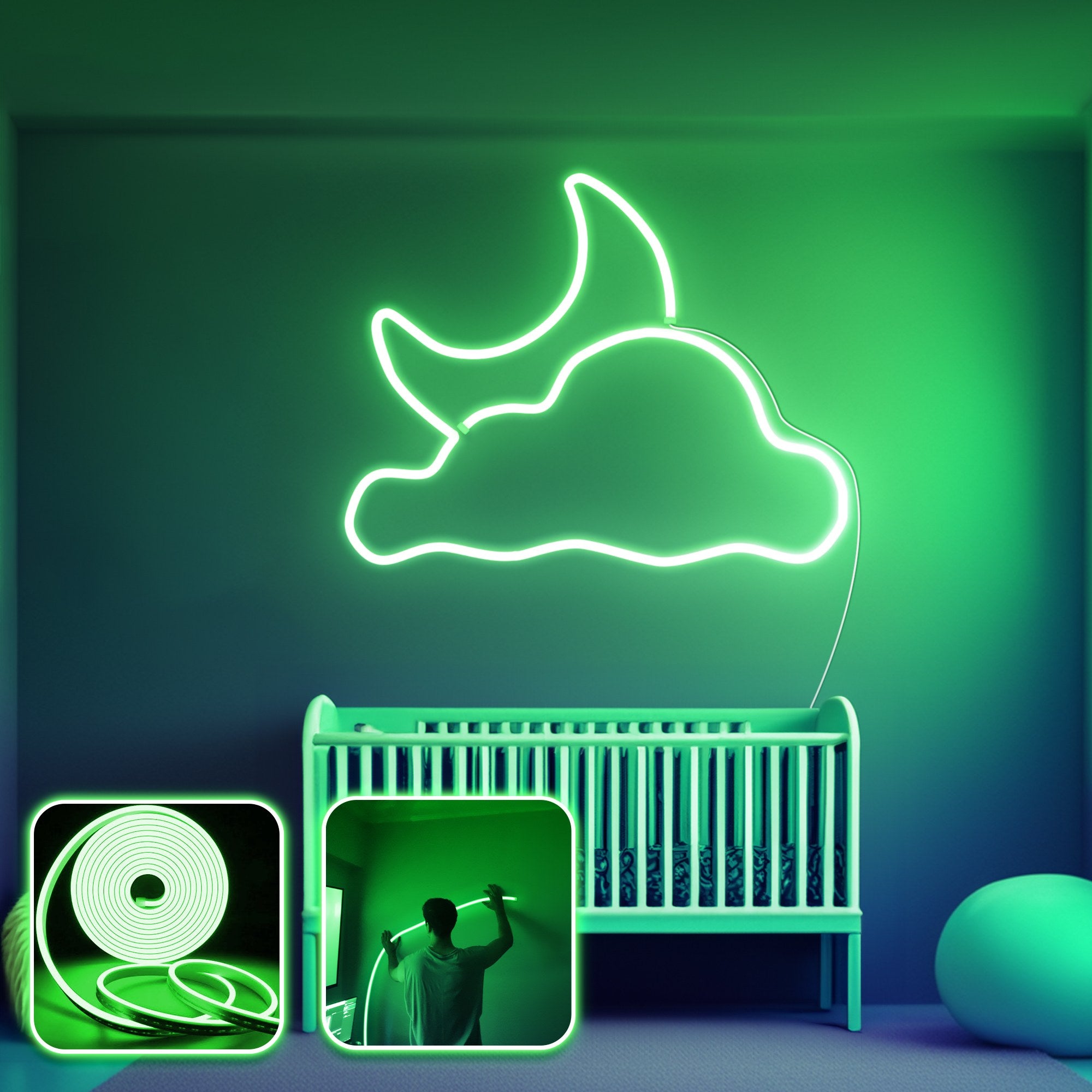 Iluminação LED de parede decorativa – 200 cm – Verde