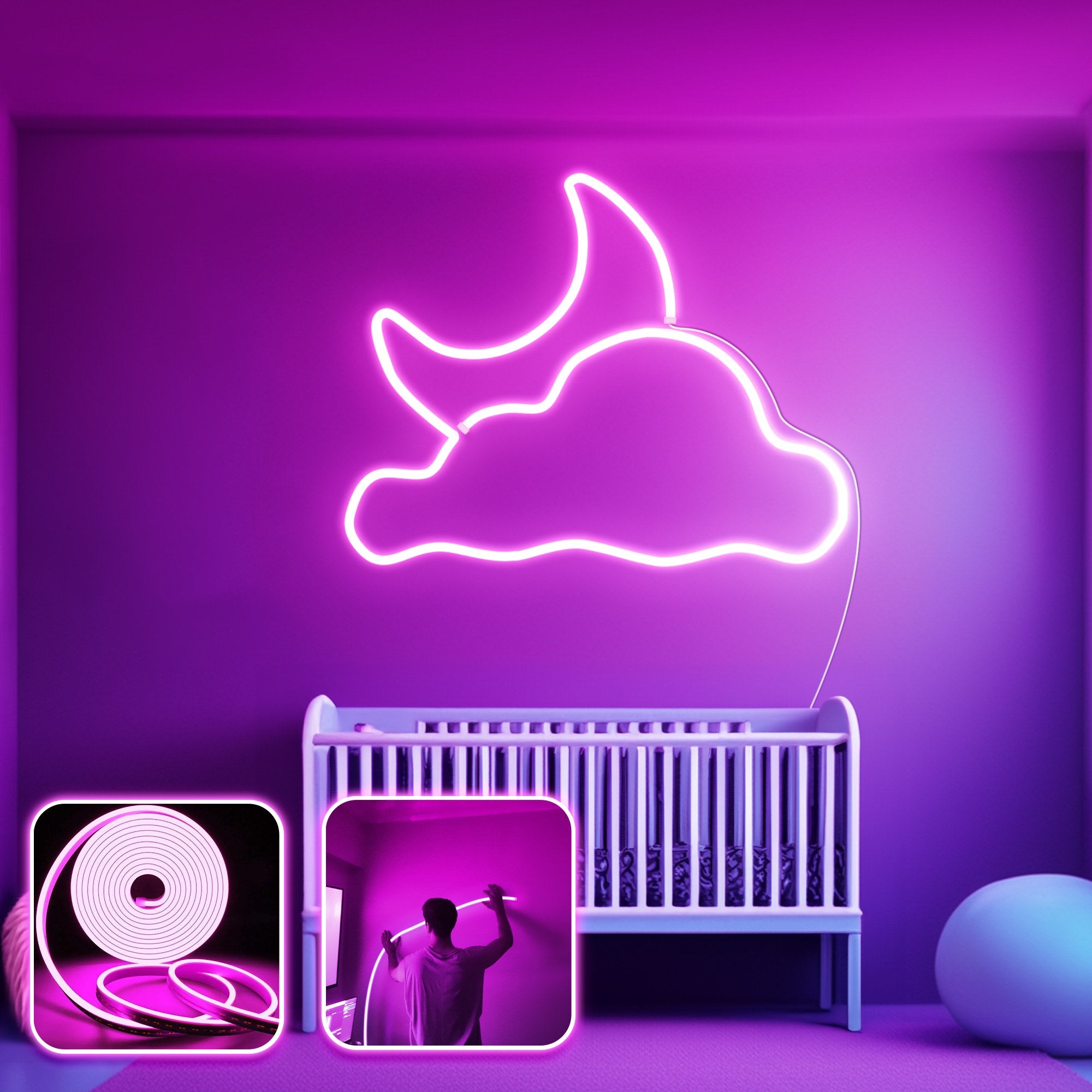 Iluminação LED de parede decorativa – Rosa