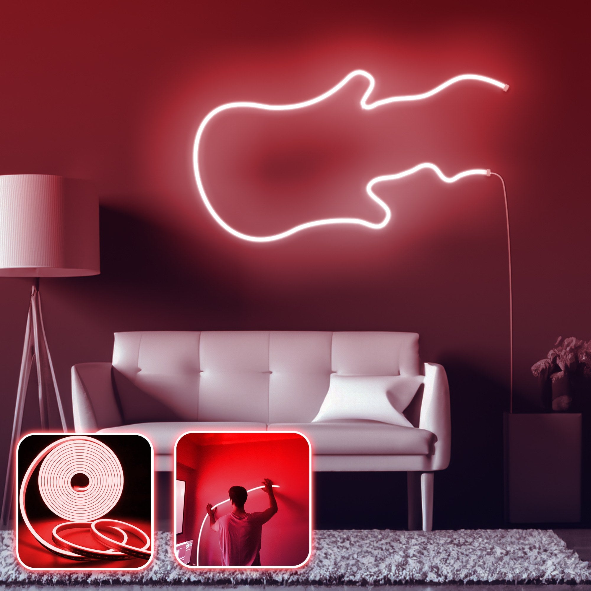 Iluminação Decorativa de Parede LED – 200 cm – Vermelho