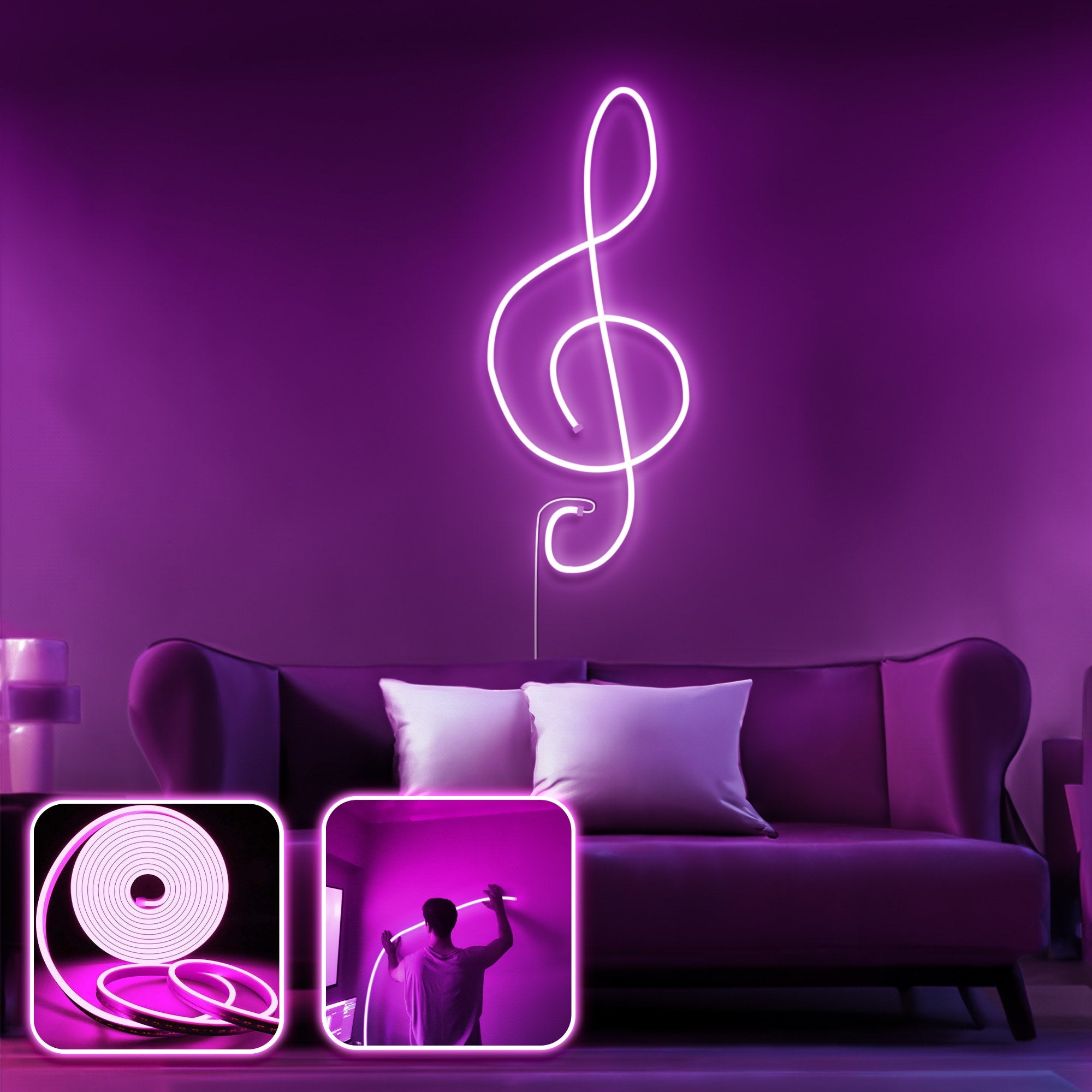 Iluminação LED de parede decorativa – 200 cm – Rosa