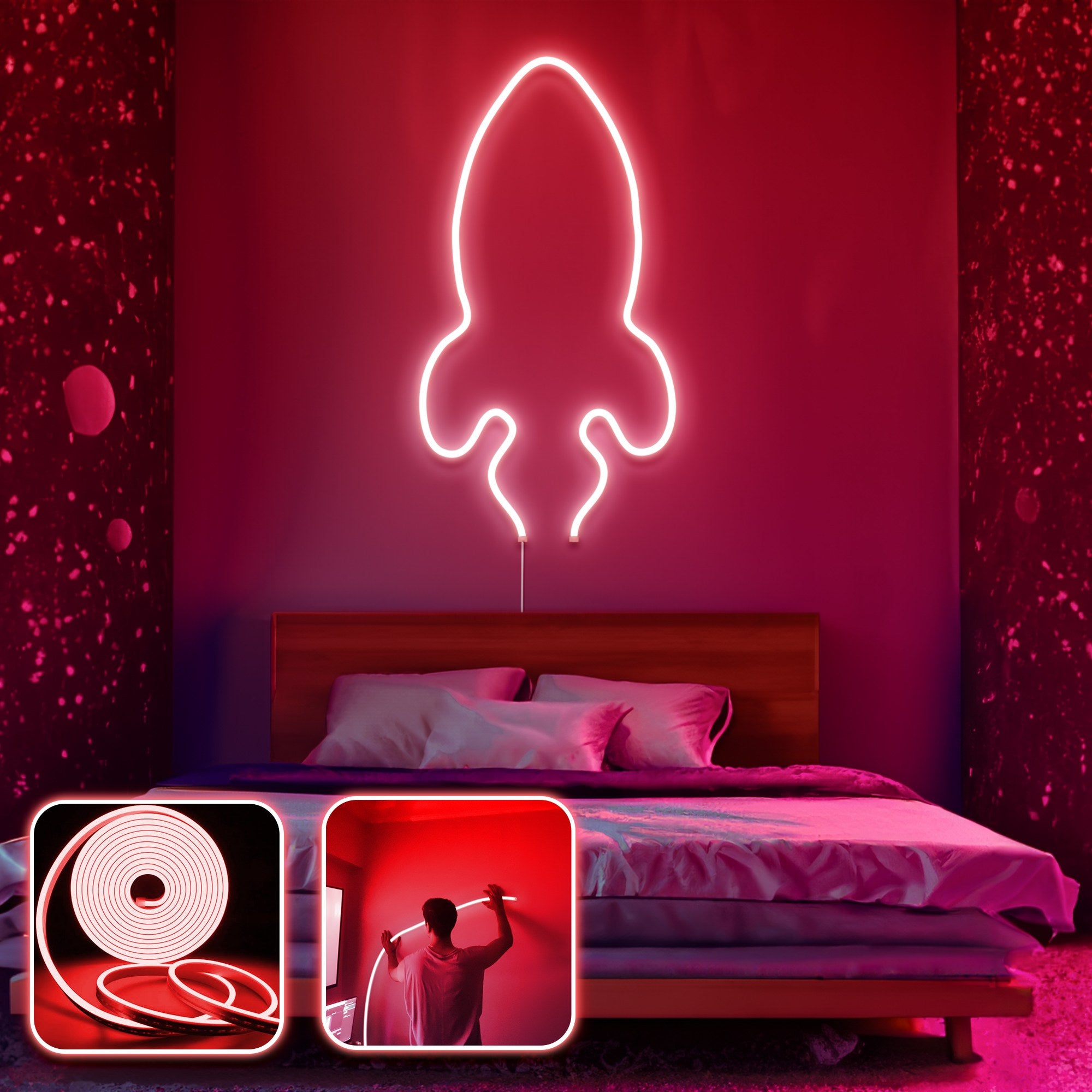 Iluminação decorativa de parede LED – 200 cm – Vermelho