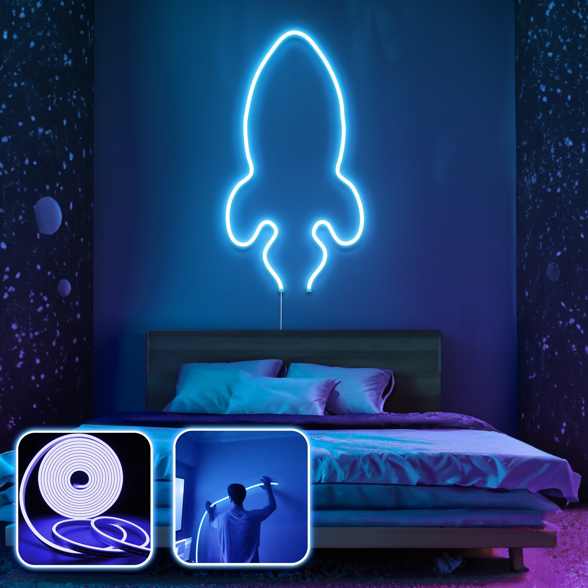Iluminação LED de parede decorativa – 200 cm – Azul