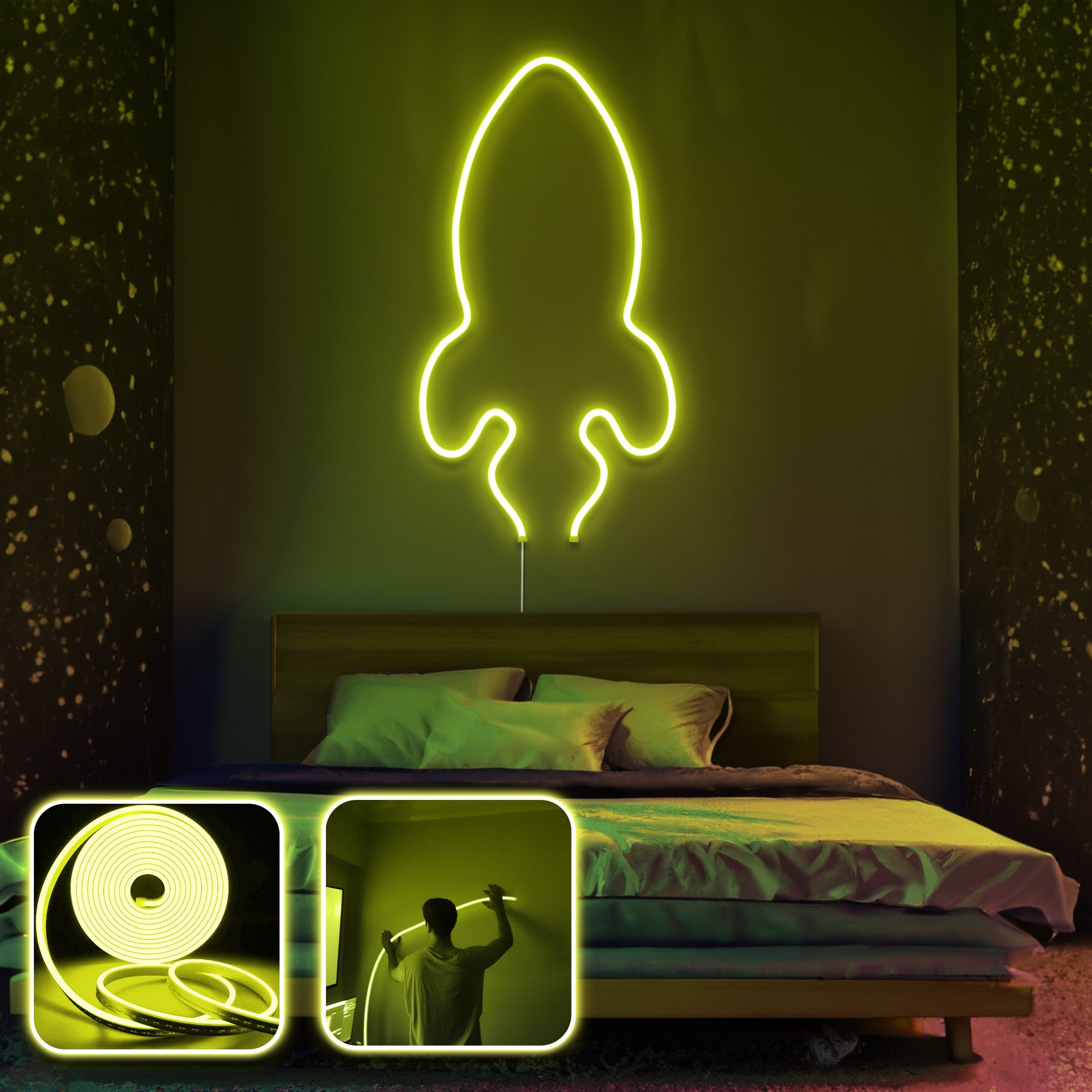Iluminação decorativa de parede LED – 200 cm – Amarelo – material não especificado