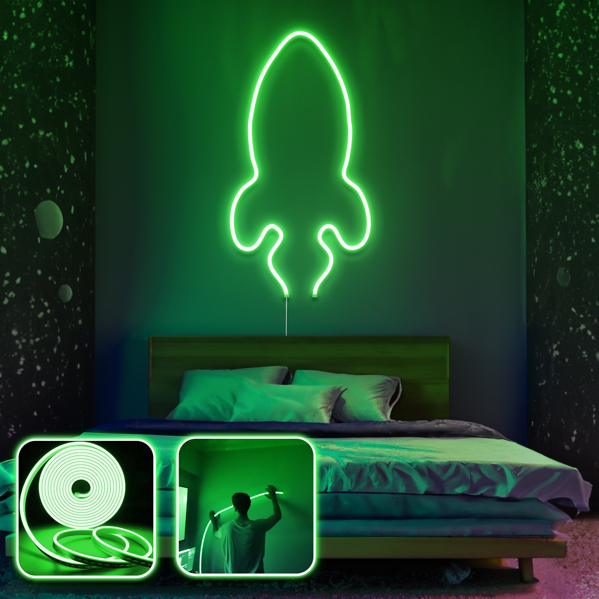 Iluminação LED de parede decorativa – 200 cm – Verde
