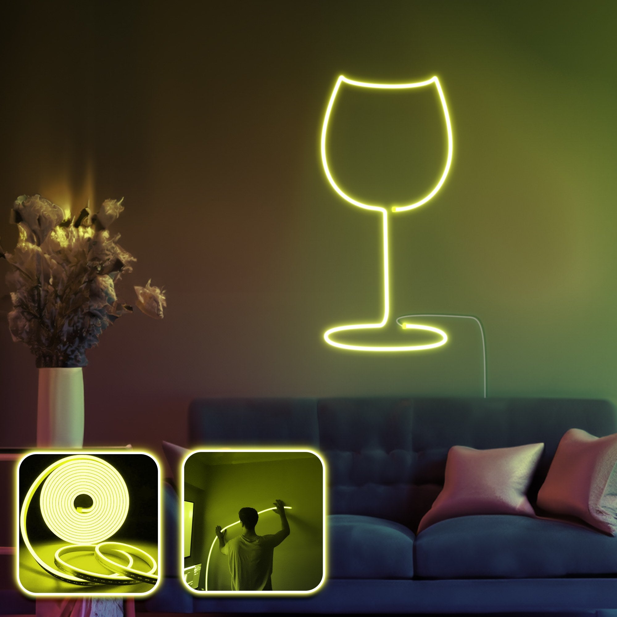 Iluminação LED de parede decorativa – 200 cm – Amarelo
