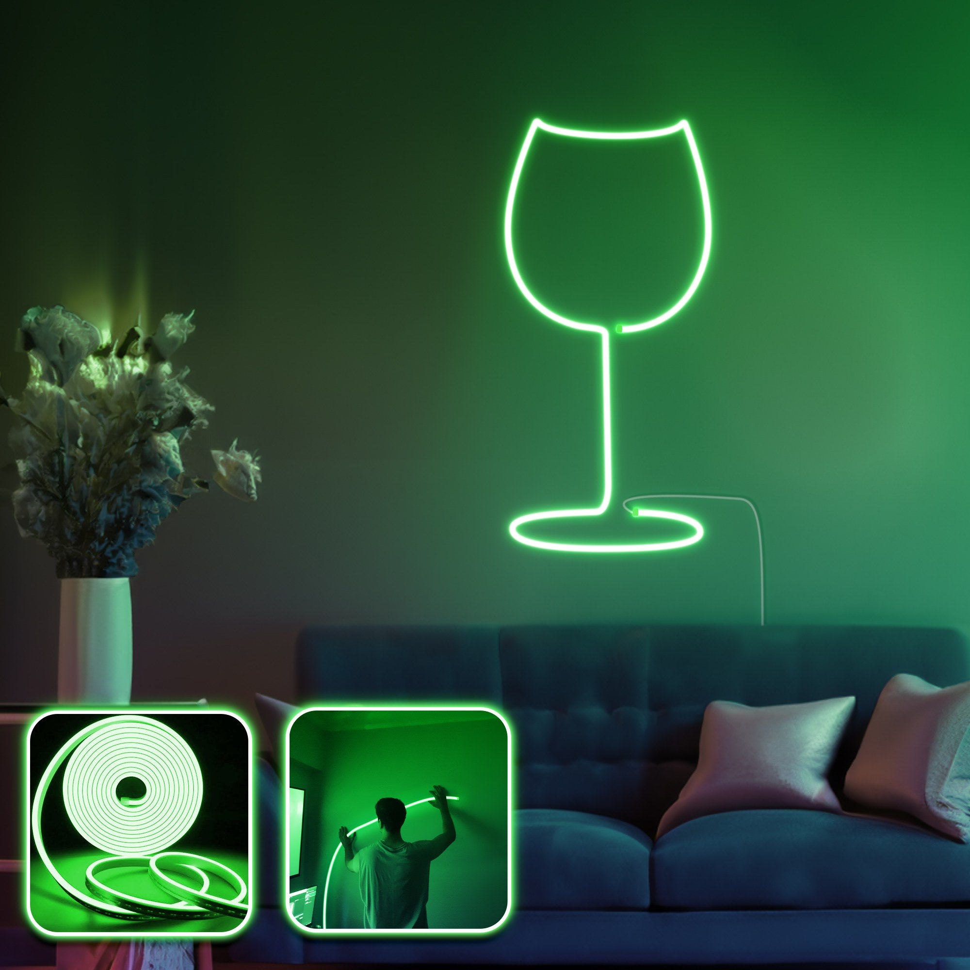 Iluminação LED Decorativa de Parede – 200 cm – Verde