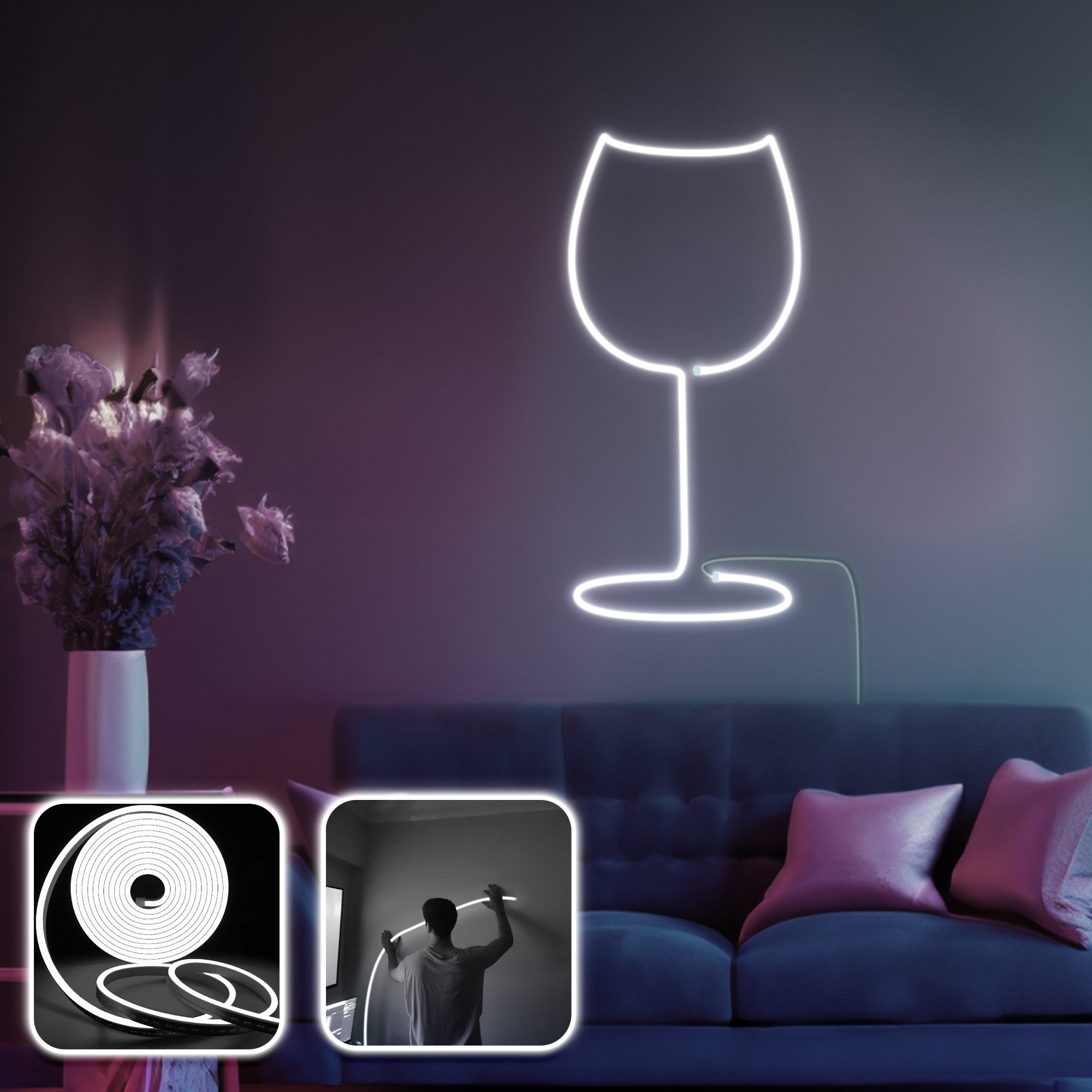 Iluminação LED de parede decorativa – 350 cm – Branco