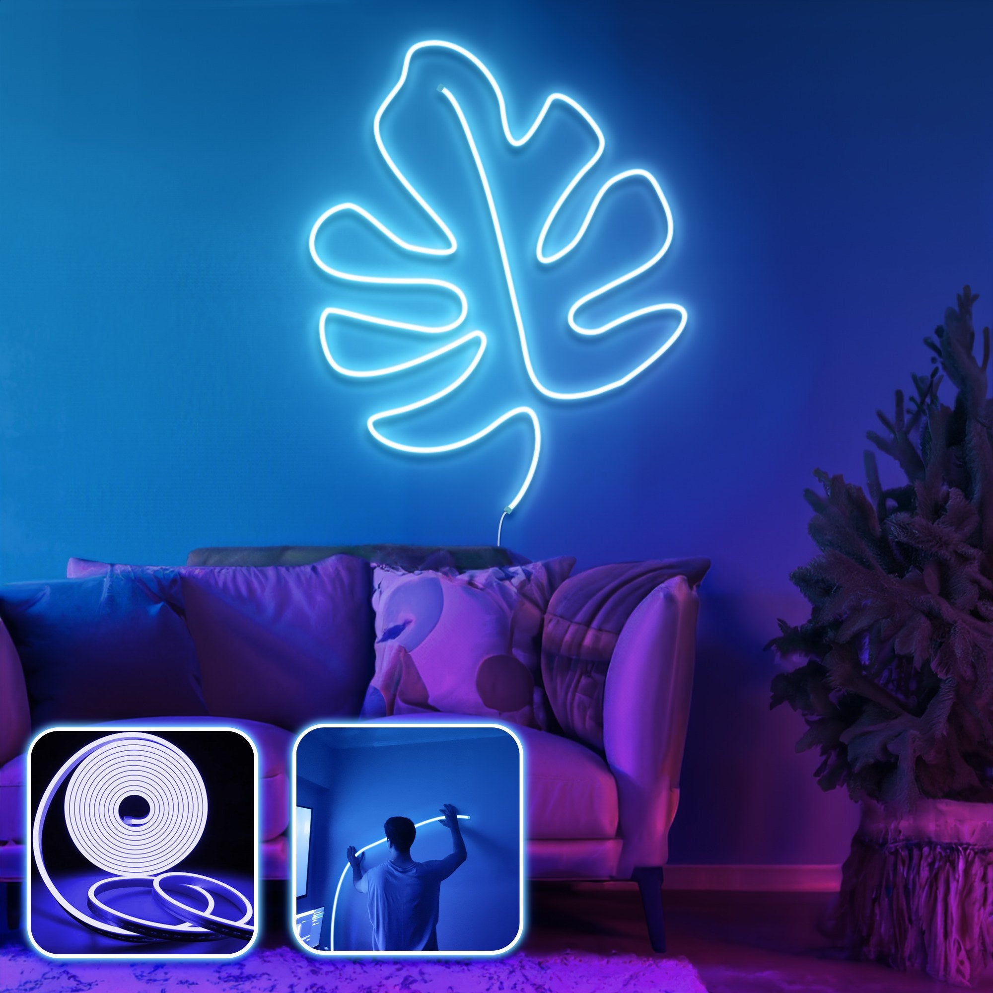 Iluminação LED de parede decorativa – 350 cm – Azul