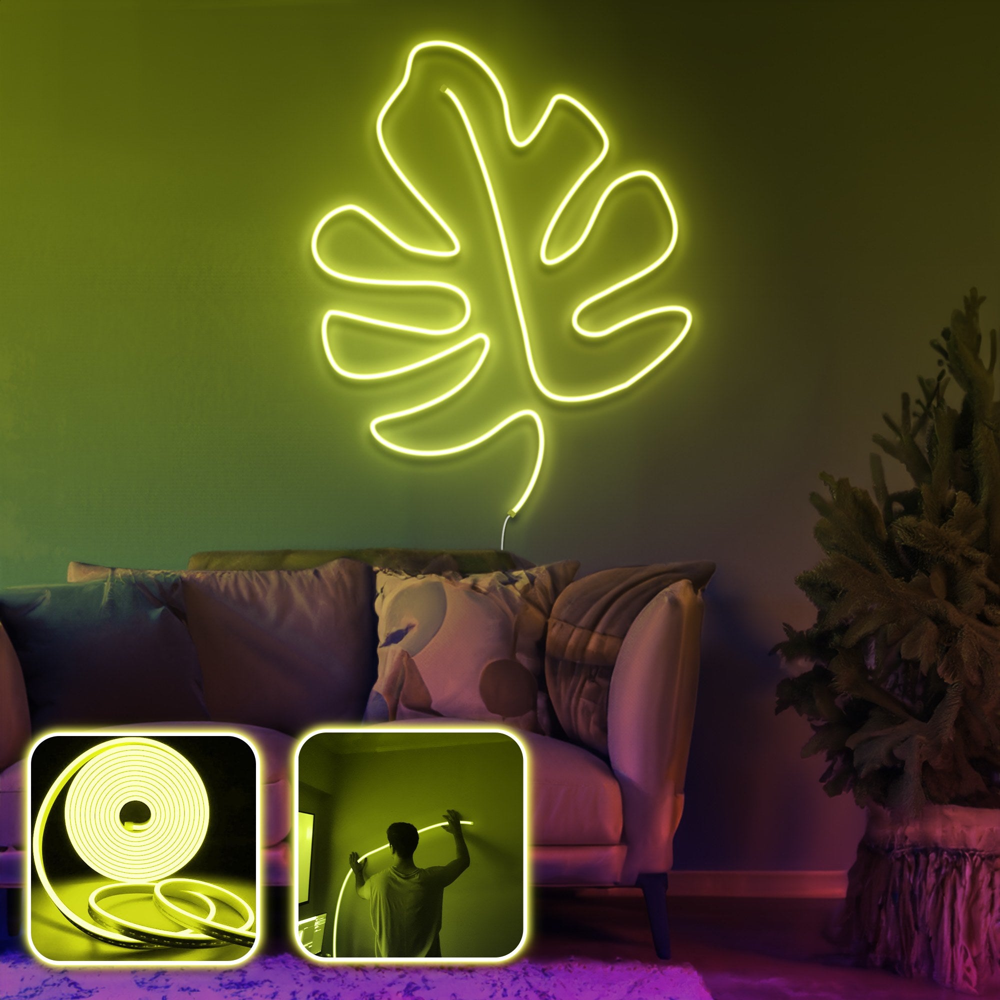Iluminação LED de parede decorativa – 350 cm – Amarelo
