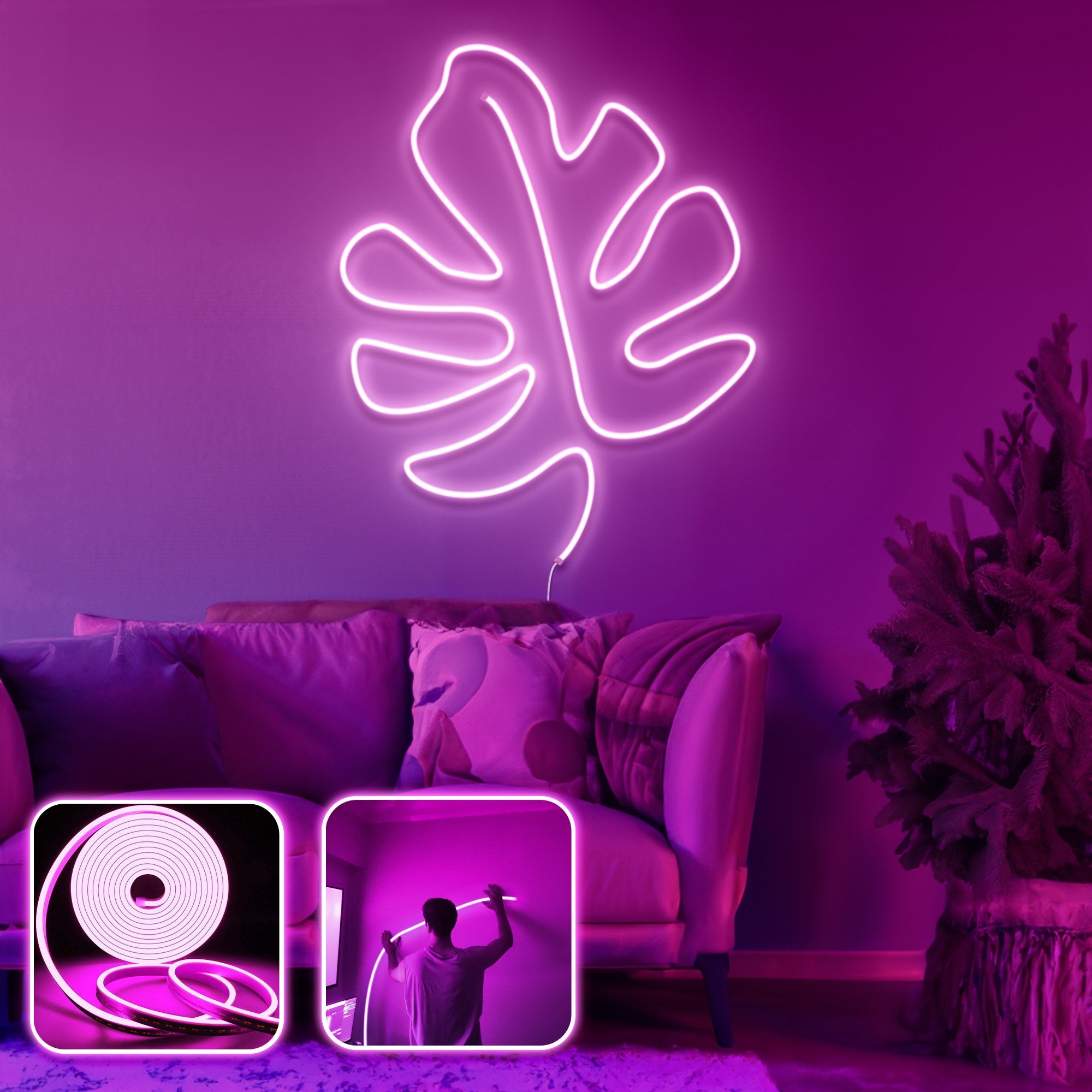 Iluminação LED de parede decorativa – 300 cm – Rosa