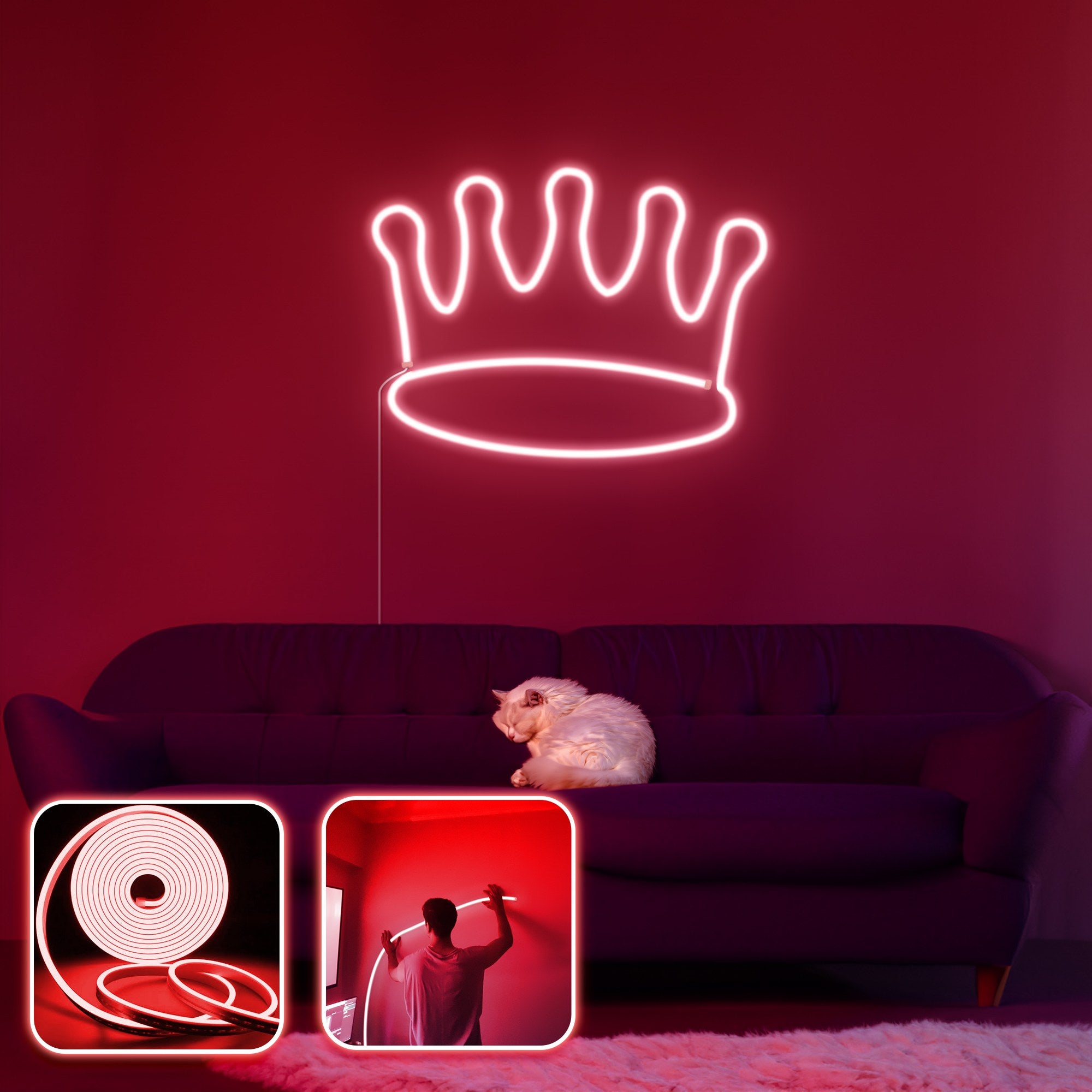 Iluminação LED de parede decorativa – 300 cm – Vermelho