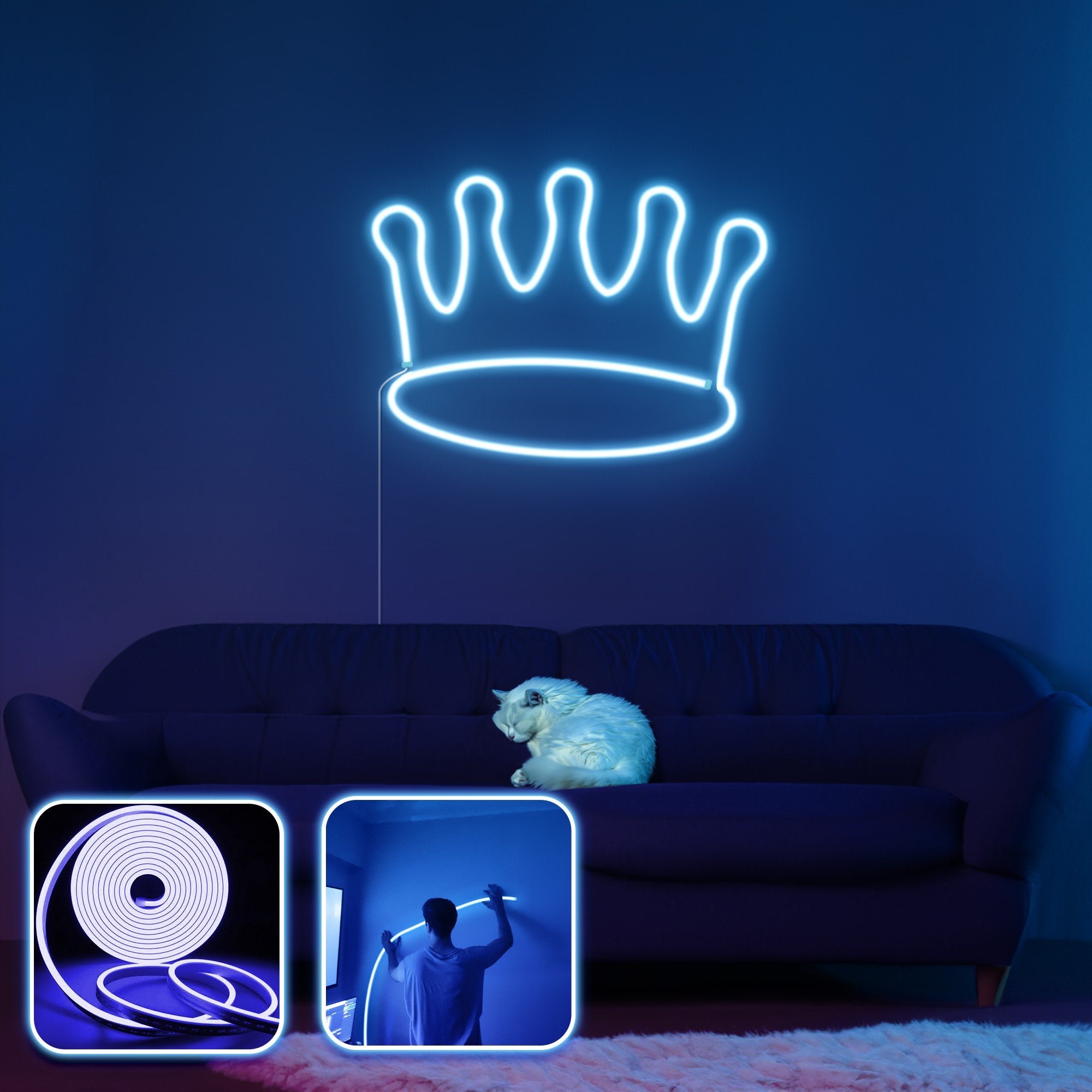 Iluminação LED decorativa de parede – 300 cm – azul