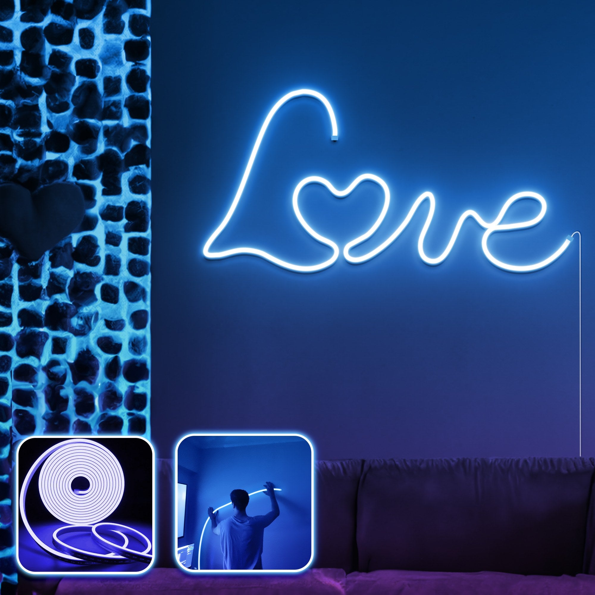 Iluminação LED de parede decorativa – 350 cm – Azul – Outros