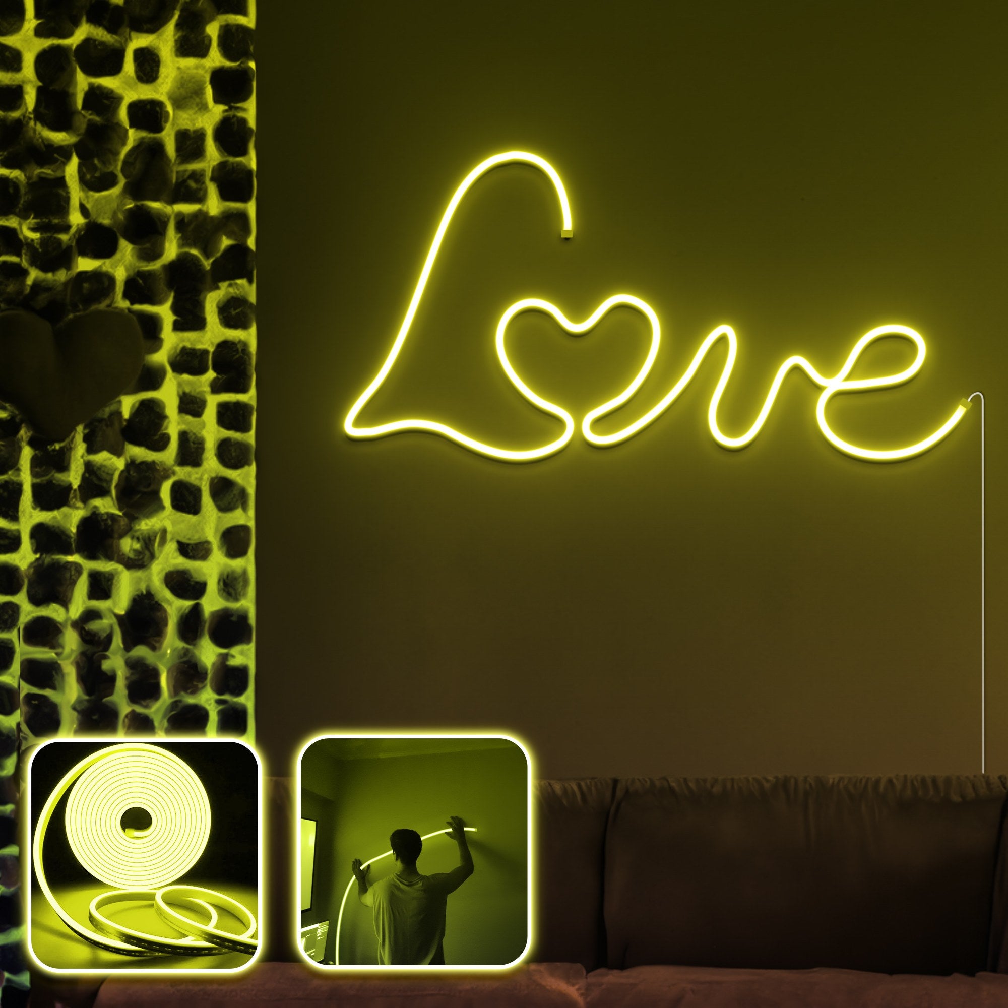 Iluminação LED Decorativa de Parede – 300 cm – Amarelo