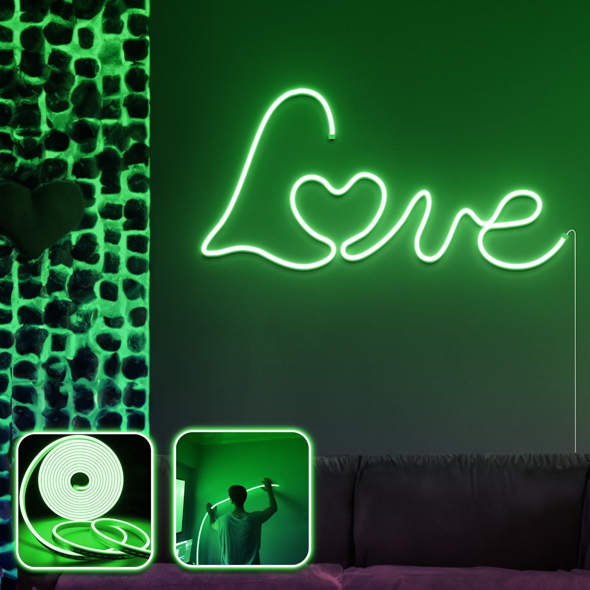 Iluminação LED de parede decorativa – 300cm – Verde
