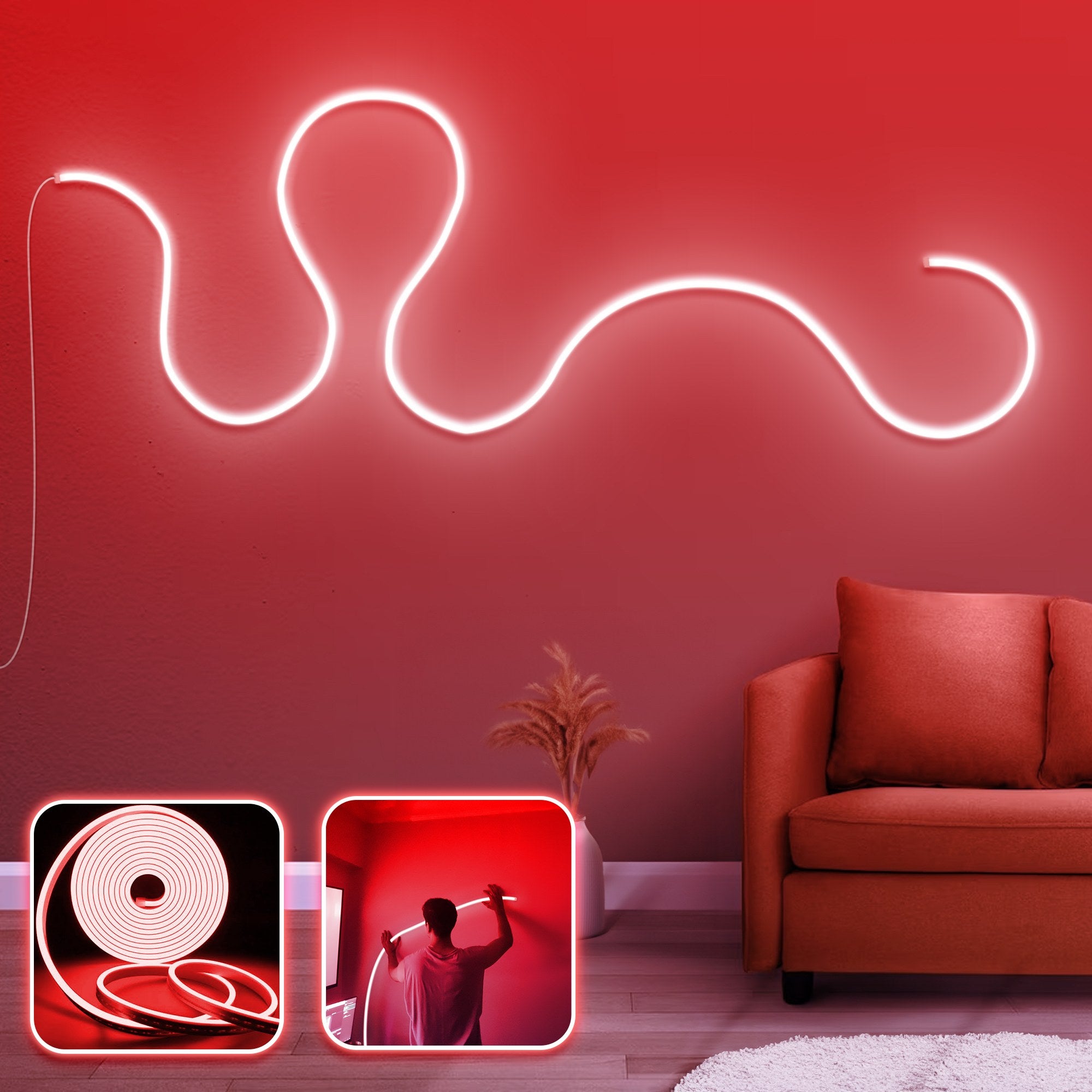 Iluminação LED de parede decorativa – 300 cm – Vermelho