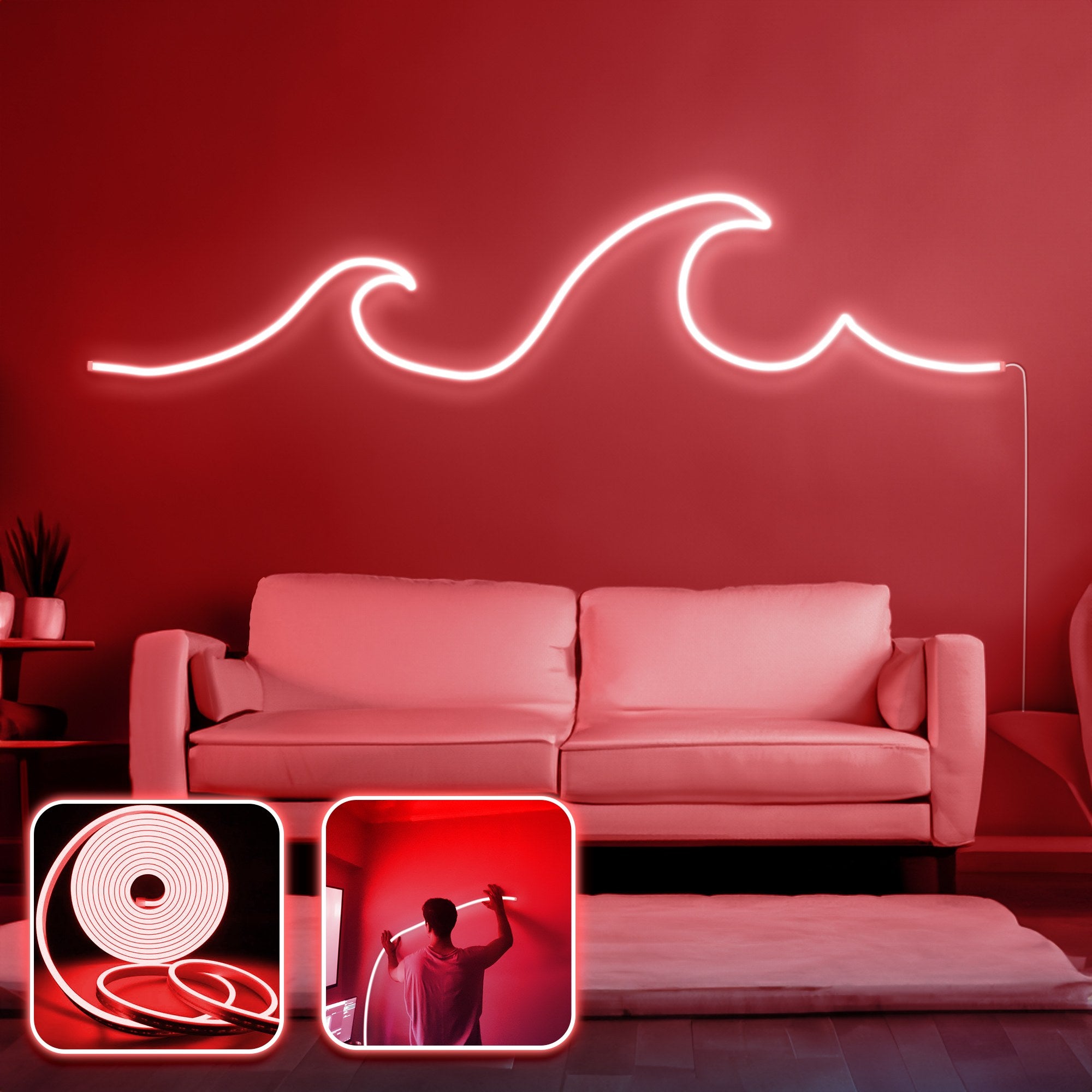Iluminação LED de parede decorativa – 300 cm – Vermelho