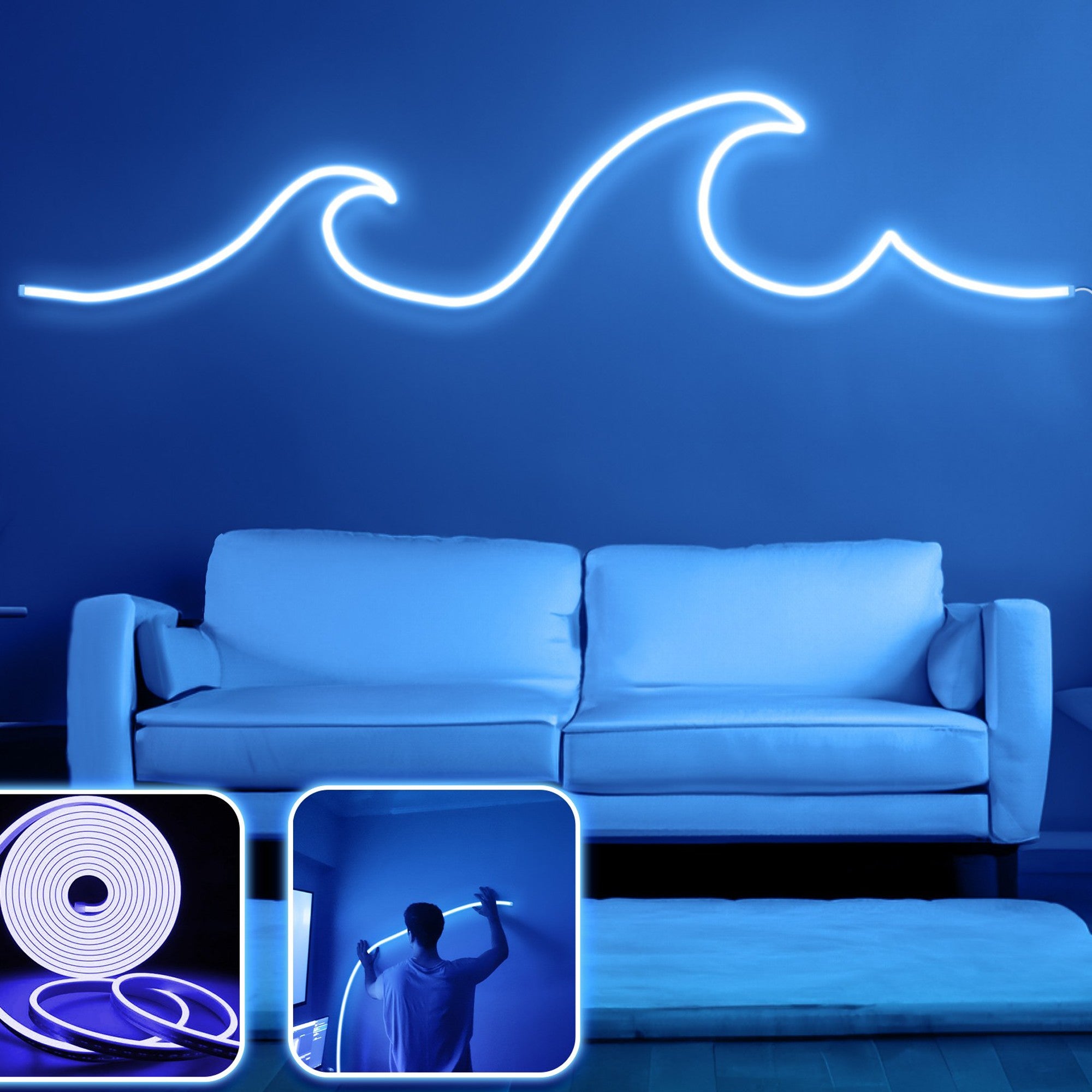 Iluminação LED Decorativa para Paredes – 350 cm – Azul
