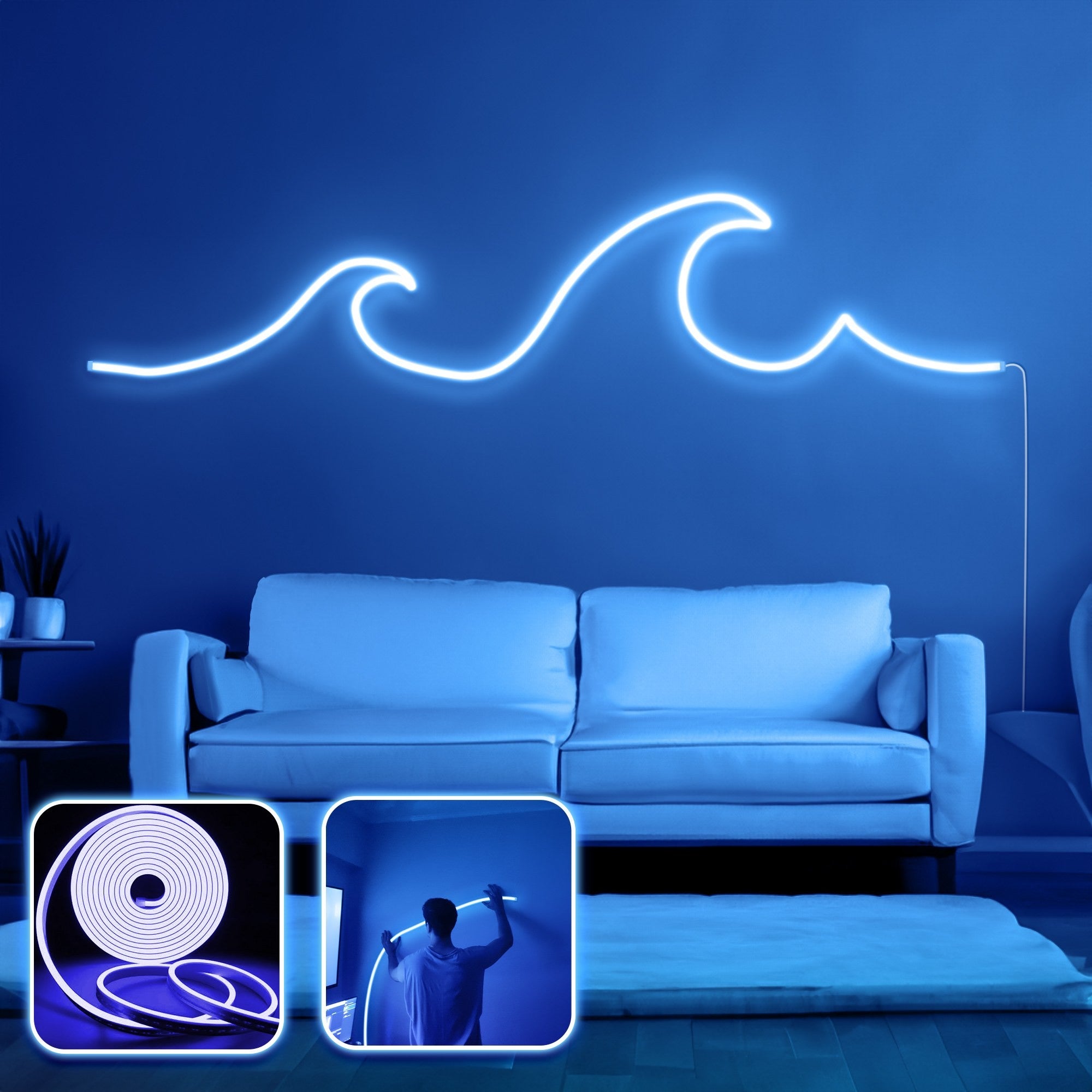 Iluminação LED Decorativa para Paredes – 350 cm – Azul