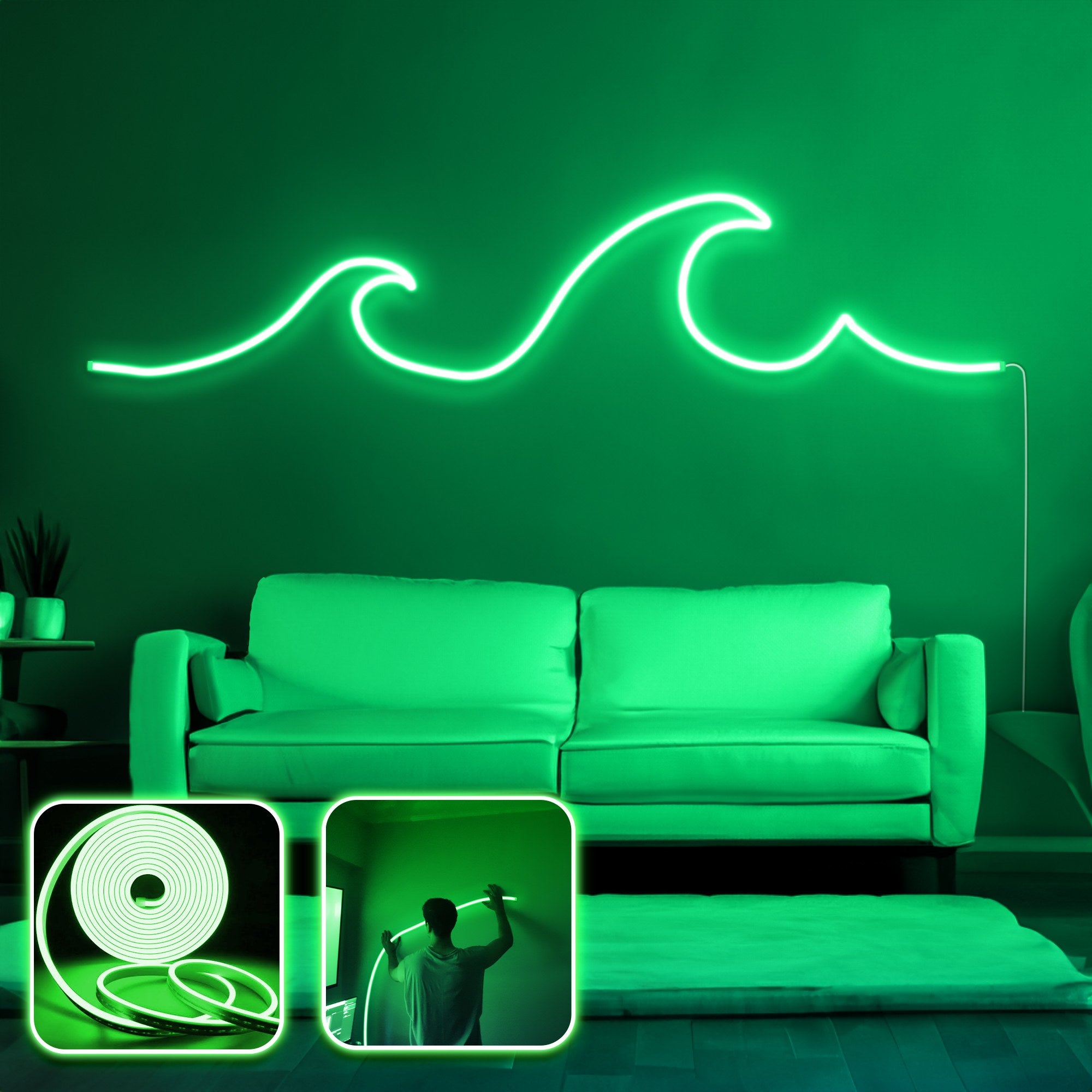 Iluminação LED de parede decorativa – 300 cm – Verde